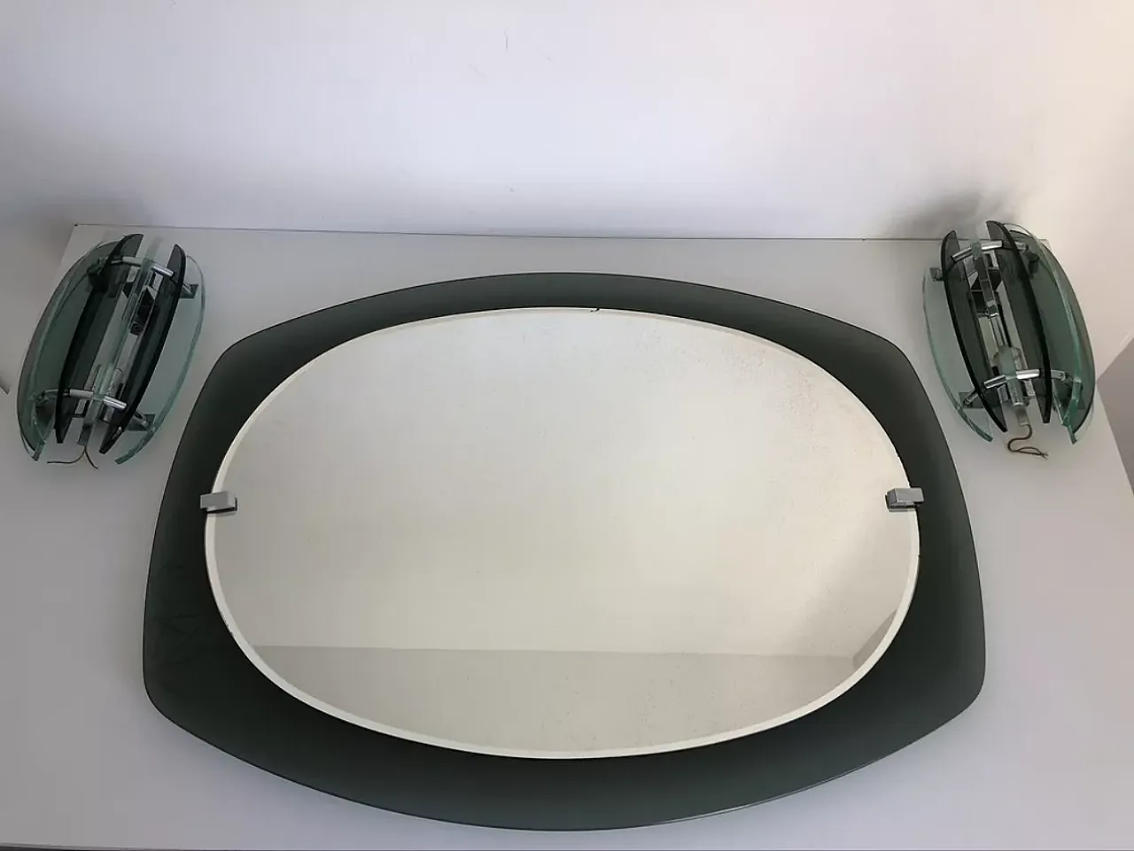 Pair of wall lamps with mirror by Veca, 1970s 11