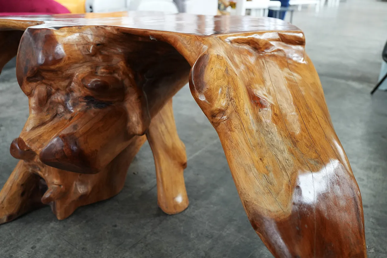 One-of-a-Kind Handcrafted Solid Oak Table, 2000s 2