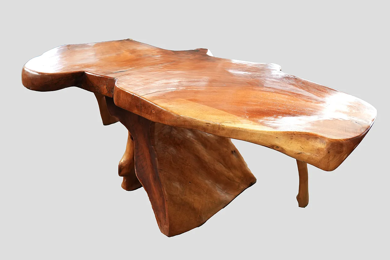One-of-a-Kind Handcrafted Solid Oak Table, 2000s 3