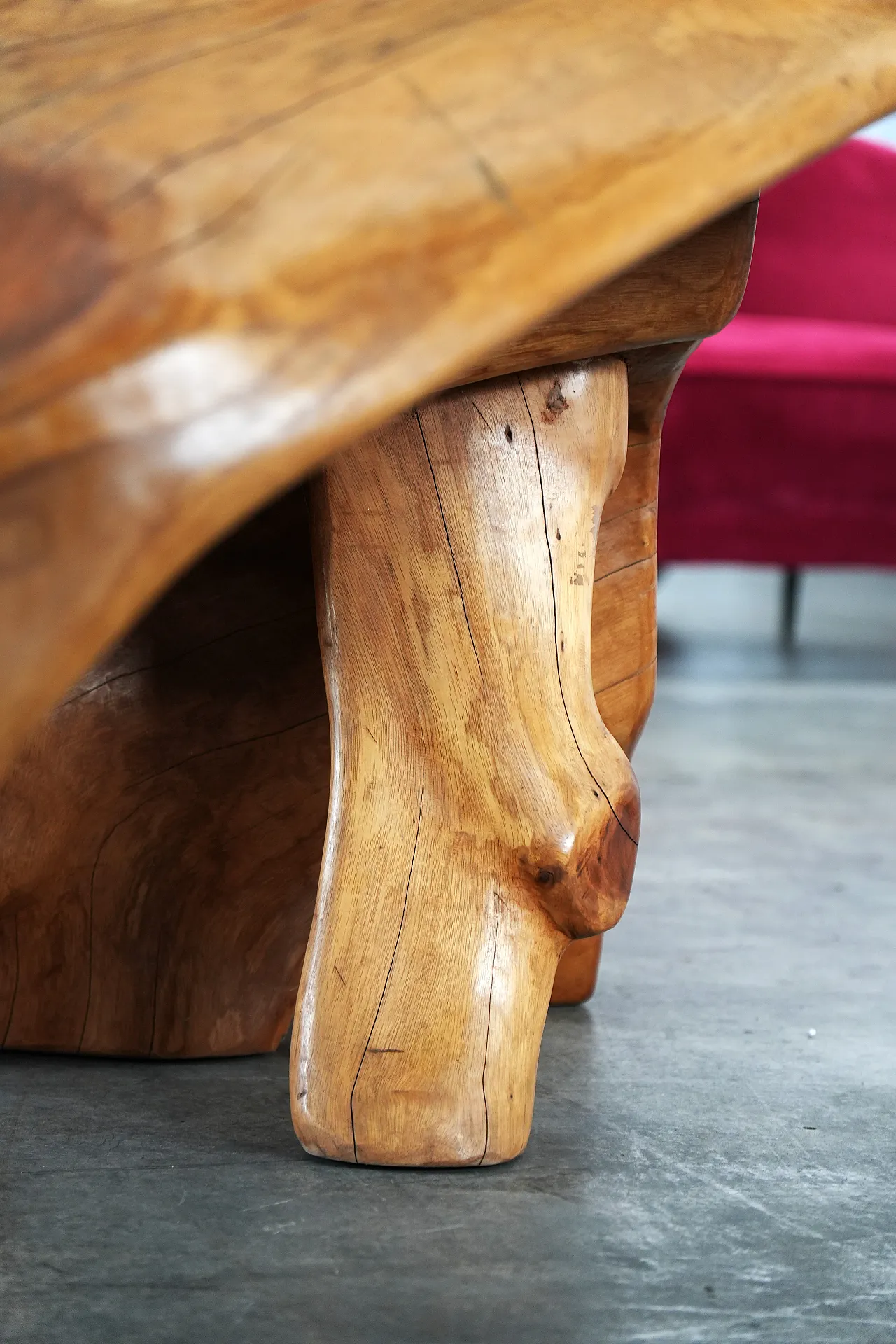 One-of-a-Kind Handcrafted Solid Oak Table, 2000s 4
