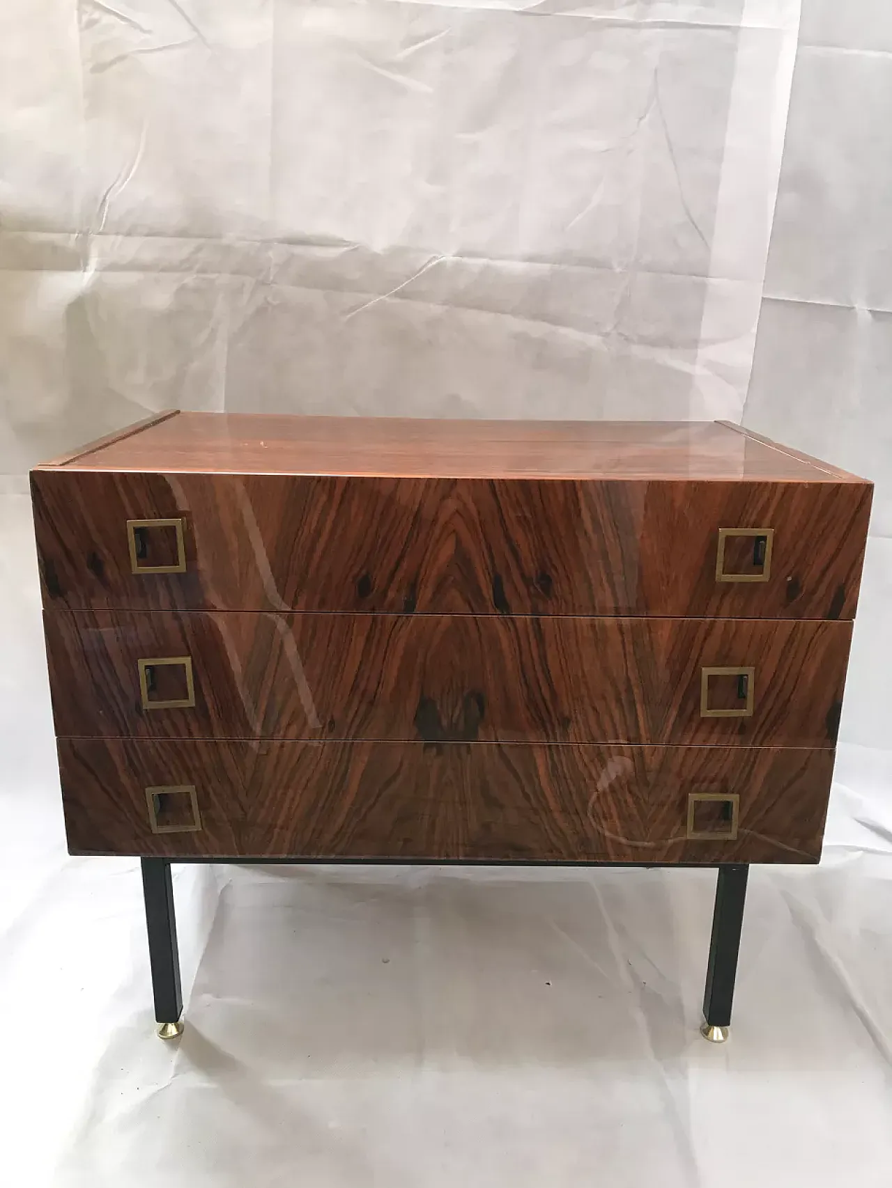 Lacquered chest of drawers with rosewood veneer, late 20th century 5