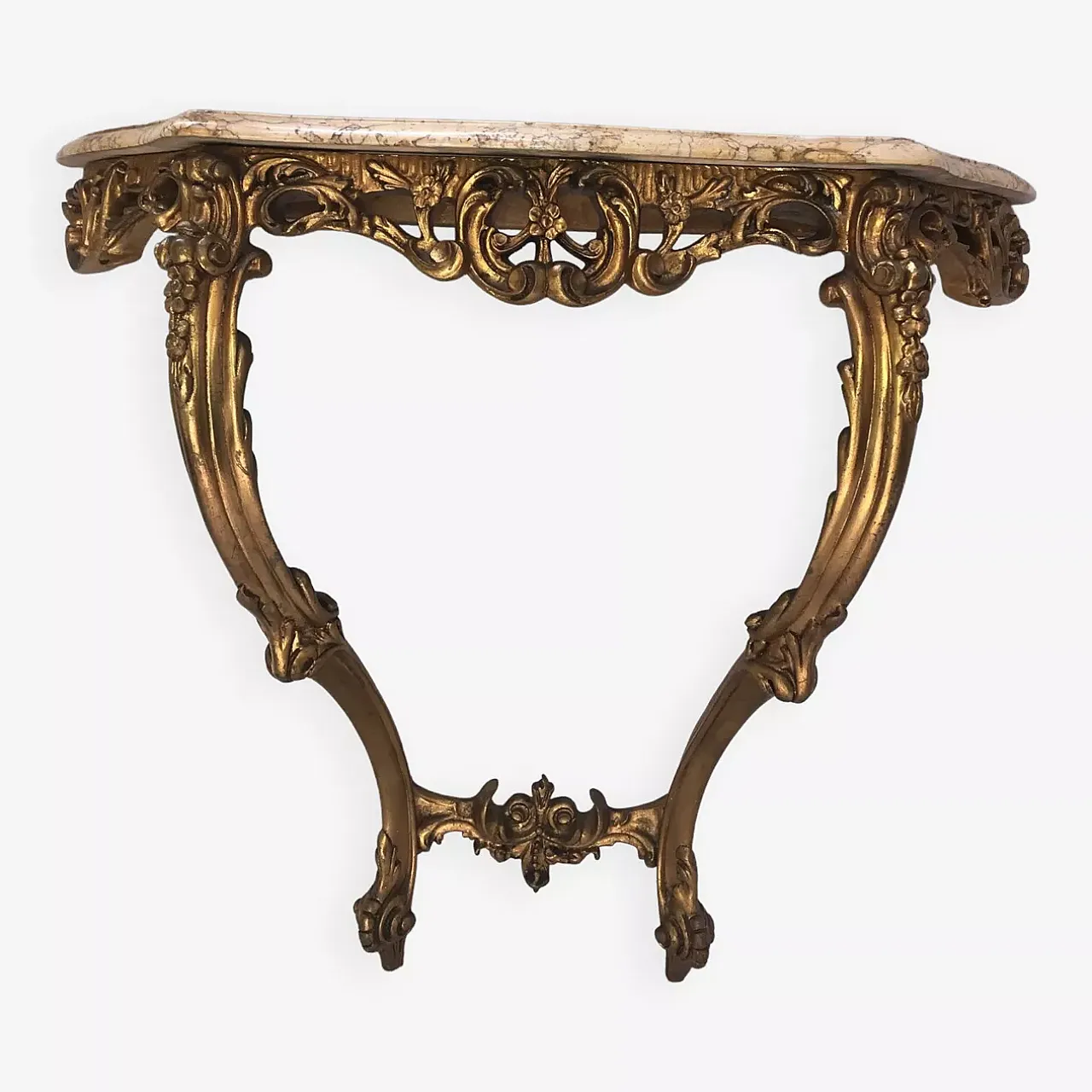 Gilded wood and marble console table in Louis XV style, 19th century 2