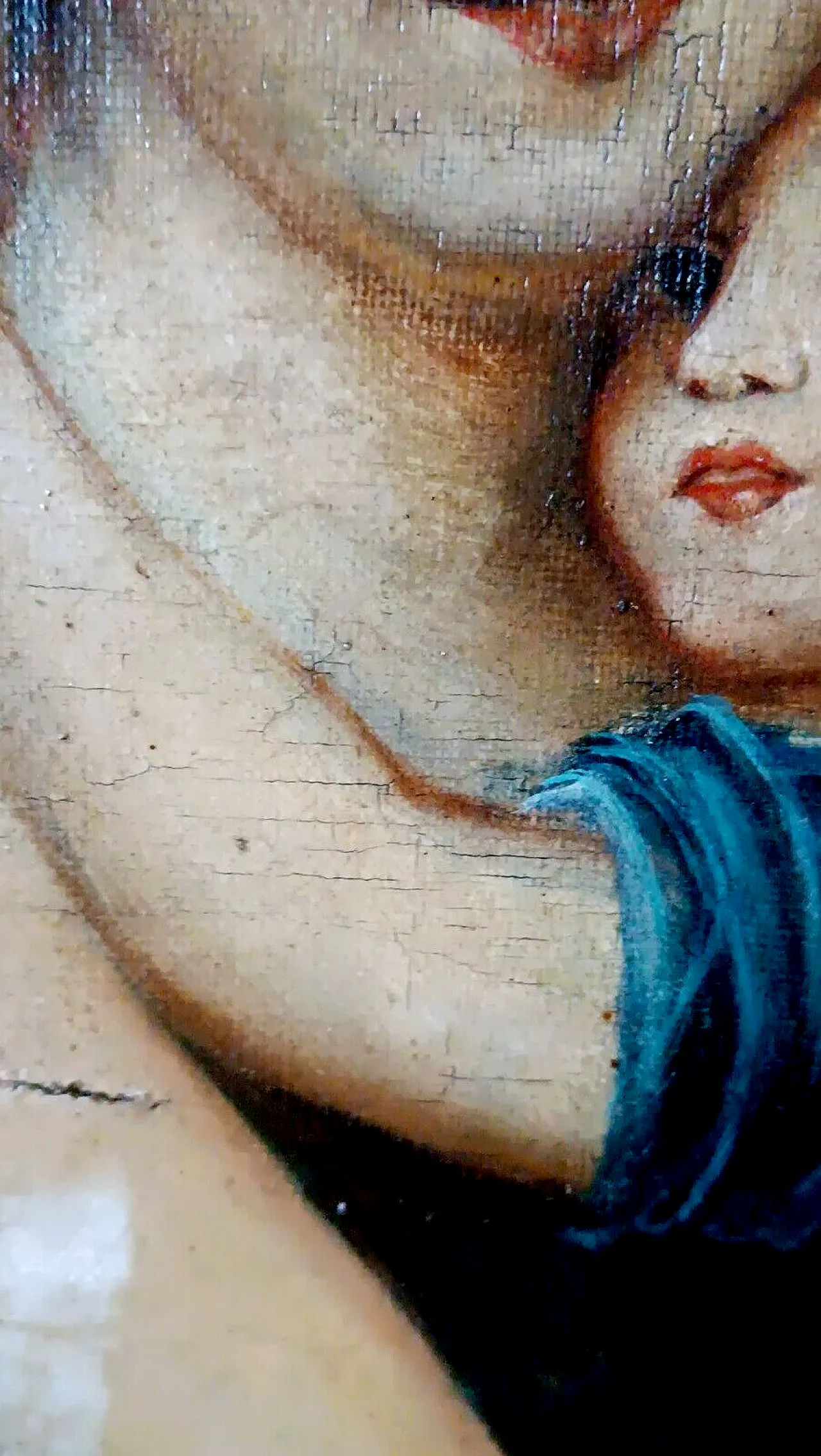 Ritratto di famiglia, olio su tela con cornice coeva, '800 7