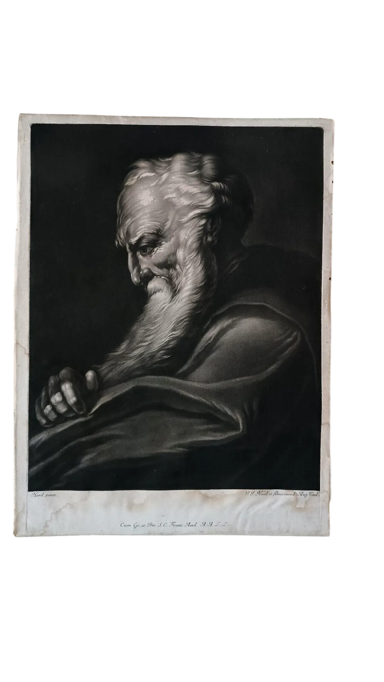 Manly portrait of Johann Jacob Haid, engraving on paper, 18th century 9