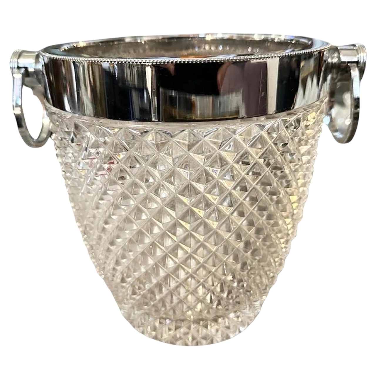 Raffreddatore per vino in cristallo e argento, anni '80 13