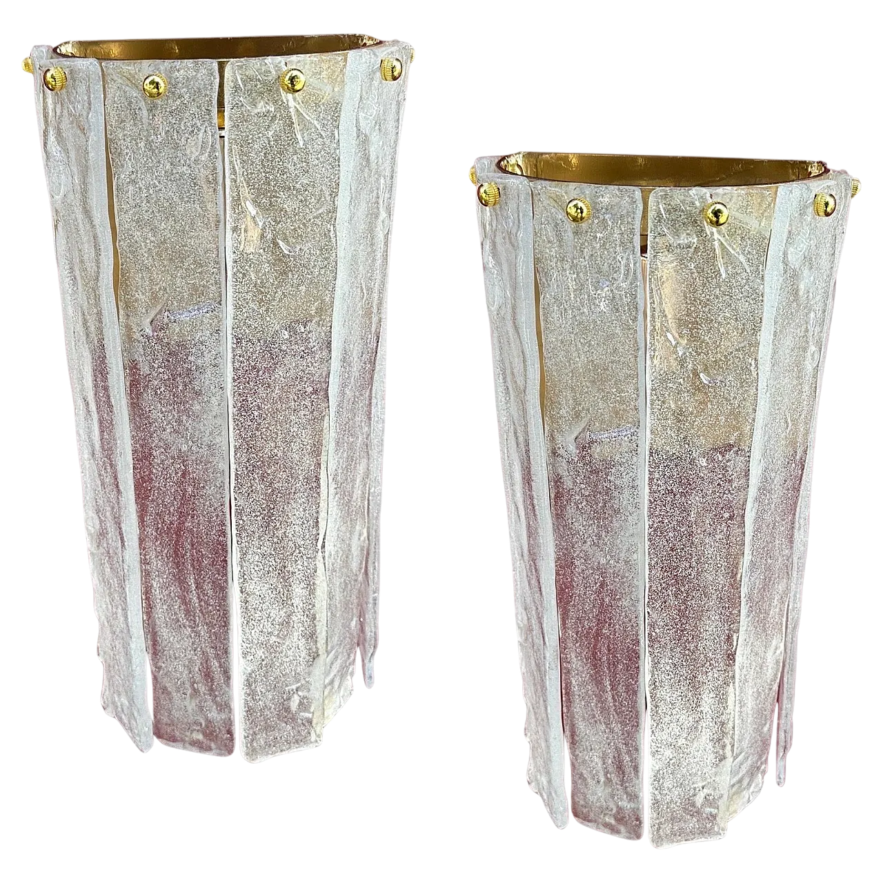 Coppia di lampade da parete in vetro di Murano di Mazzega, anni '80 14