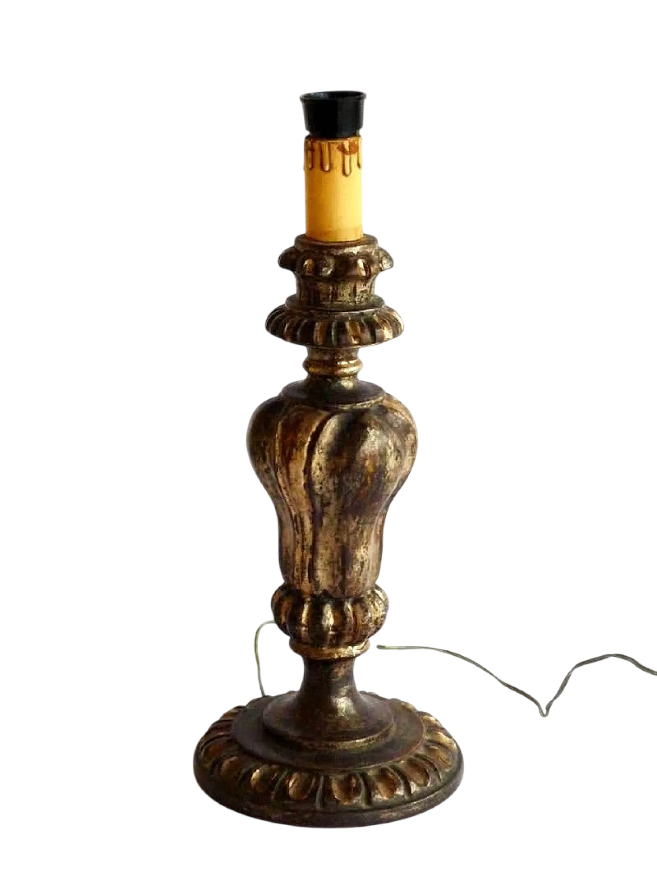 Lampada da tavolo in stile barocco in legno argentato, anni '50 8