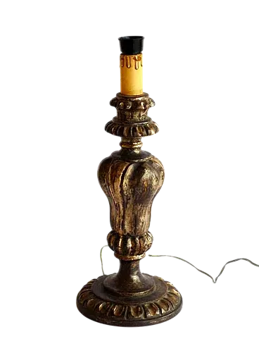 Lampada da tavolo in stile barocco in legno argentato, anni '50