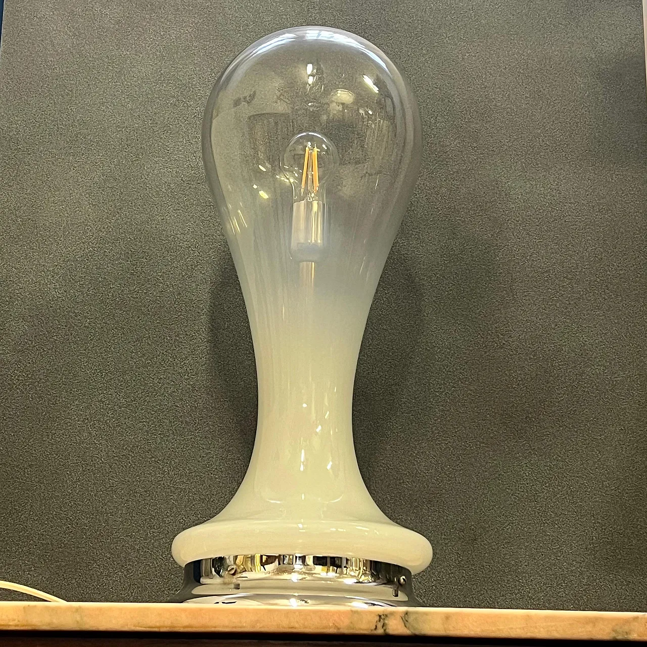 Blown lattimo glass avolo lamp by A.V. Mazzega, 1970s 4