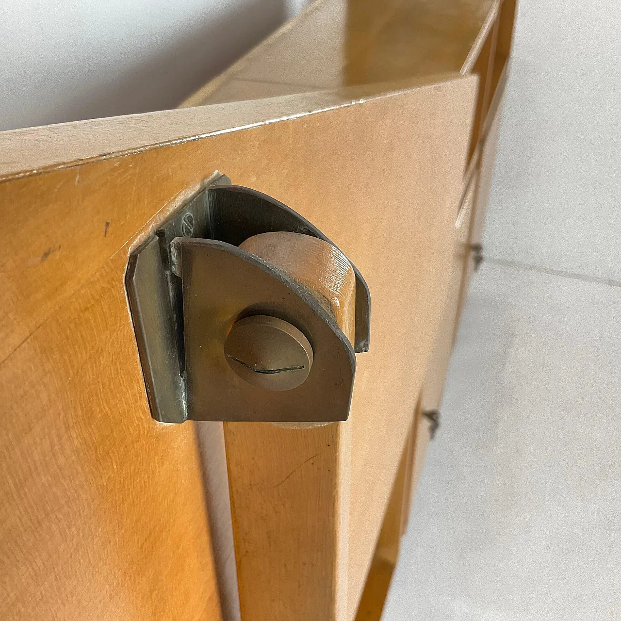 Cabinet with drop-down desk and hanging corner bookcase, 1950s 8