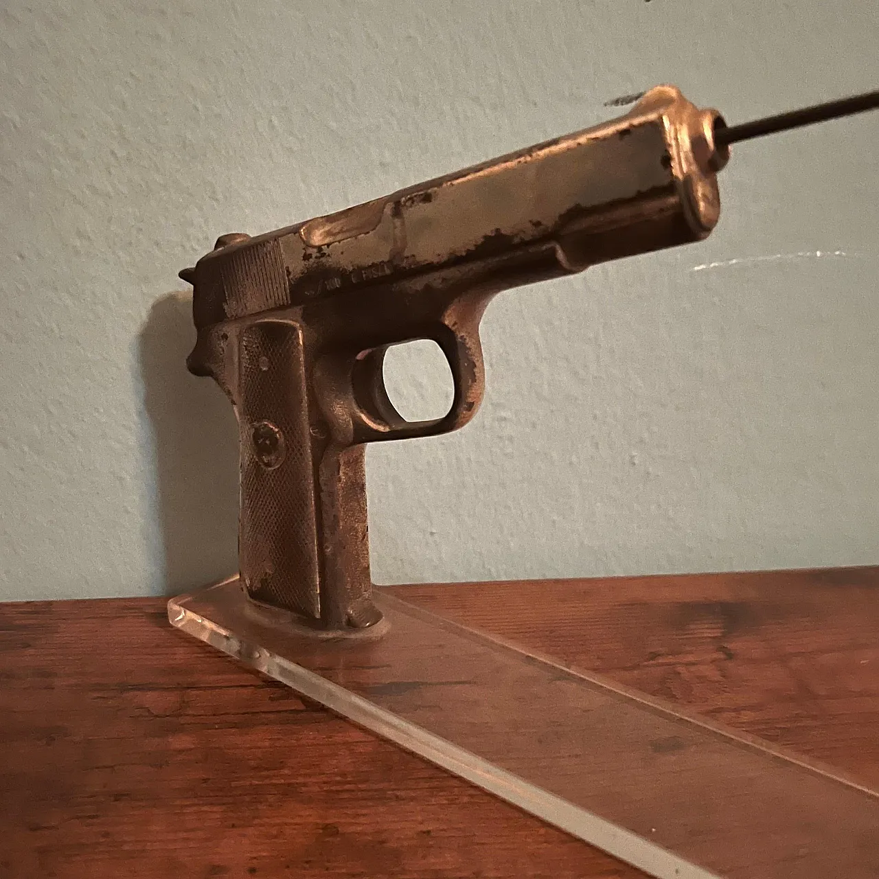 Gianni Pisan, table sculpture with gun, numbered 44/100, 1970s 4