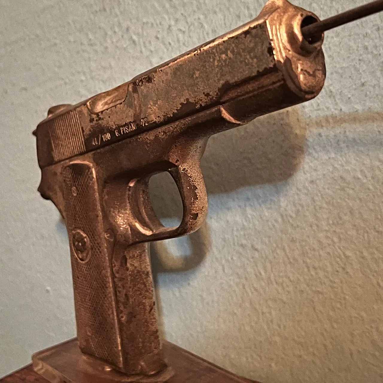Gianni Pisan, table sculpture with gun, numbered 44/100, 1970s 10