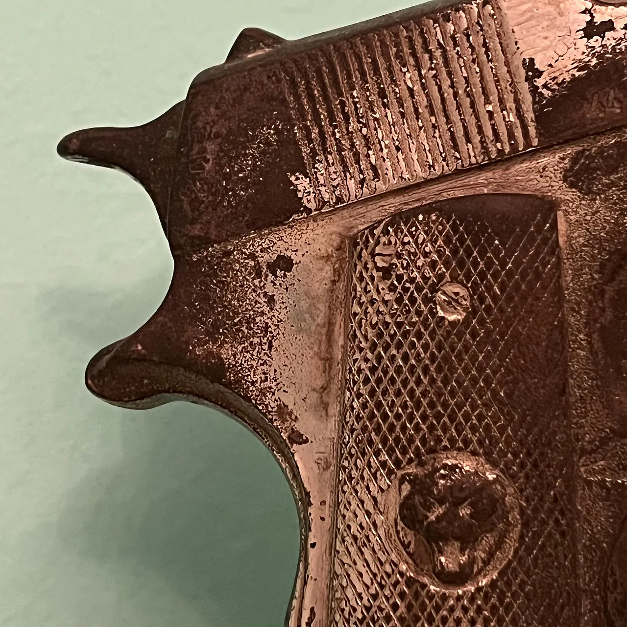 Gianni Pisan, table sculpture with gun, numbered 44/100, 1970s 16