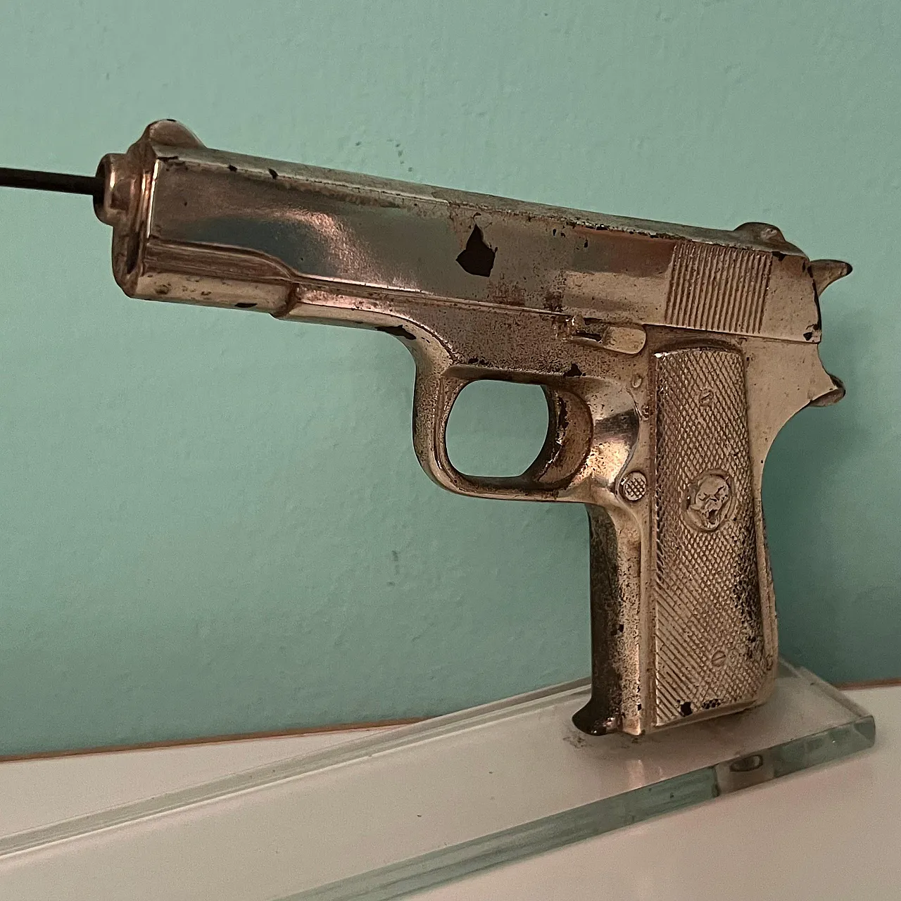 Gianni Pisan, table sculpture with gun, numbered 44/100, 1970s 18