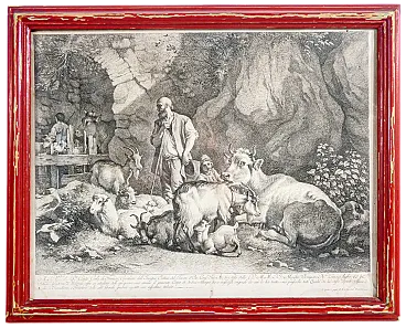 Scena Bucolica di Francesco Londonio, incisione ad acquaforte, '800