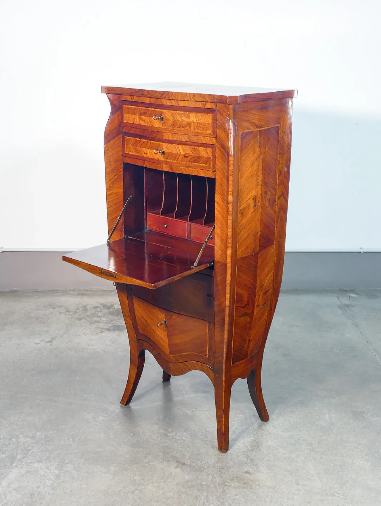 Secretaire, scrittoio Napoleone III con piano a ribalta, fine '800 1