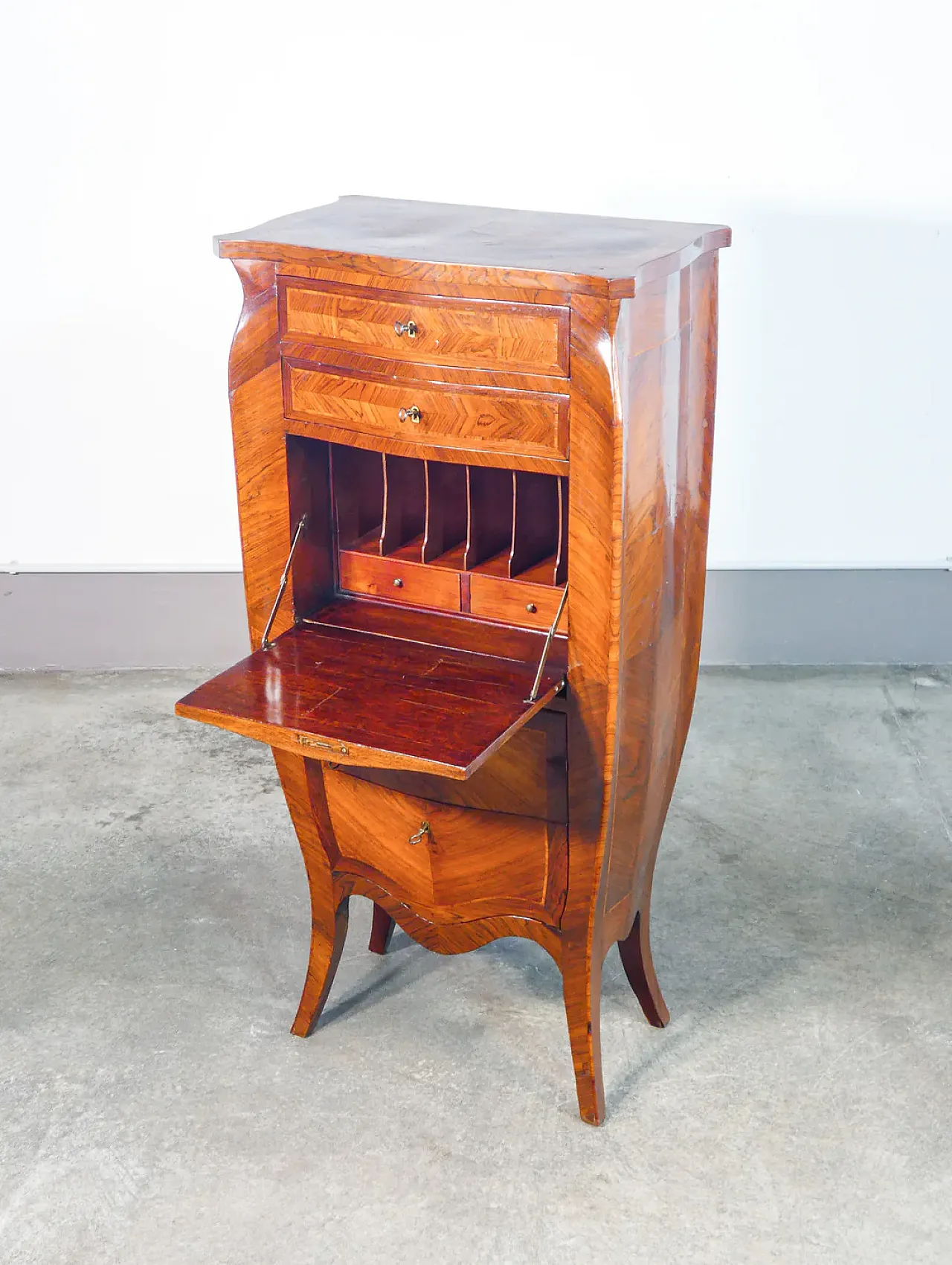 Secretaire, scrittoio Napoleone III con piano a ribalta, fine '800 2