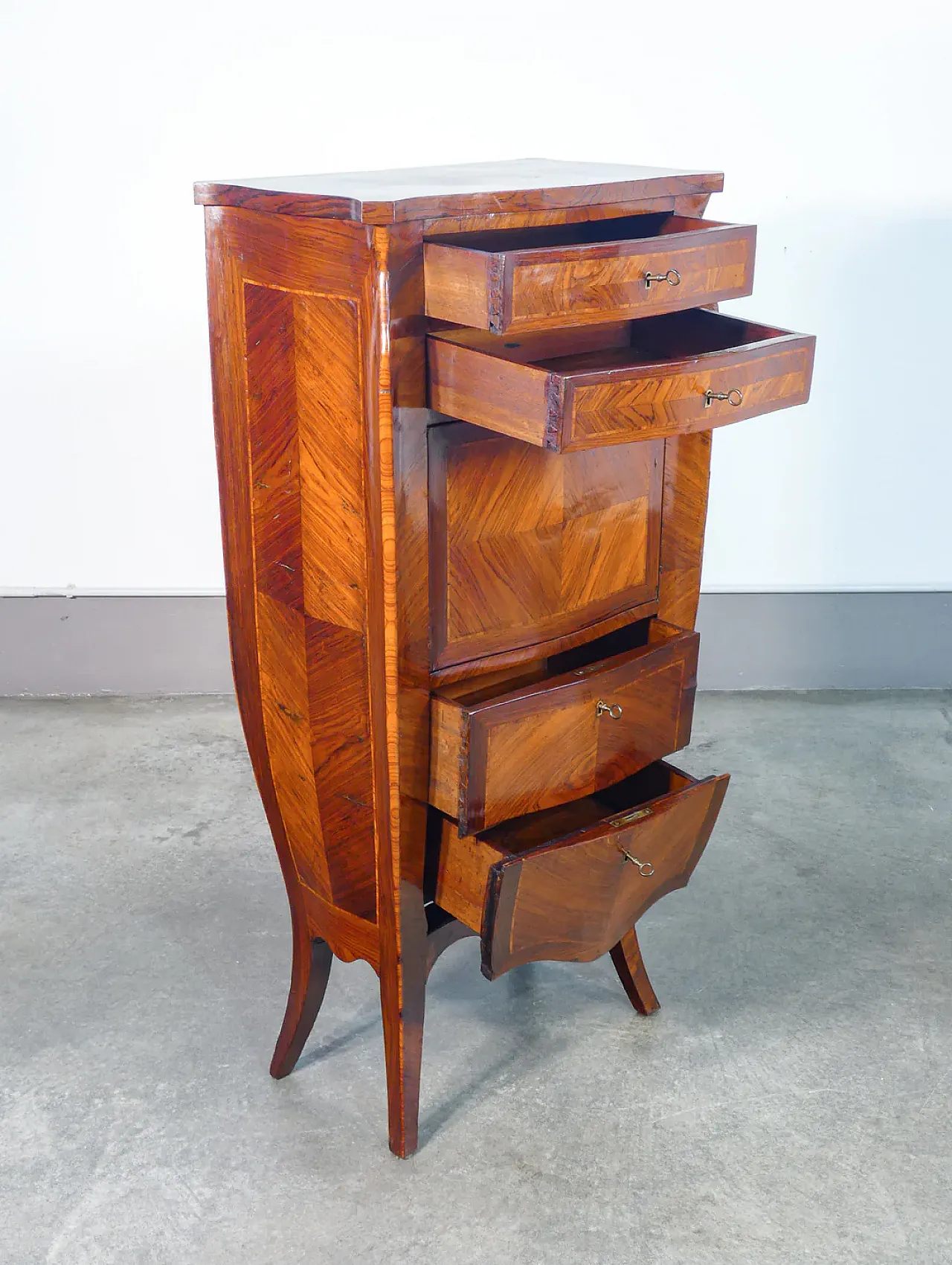 Secretaire, scrittoio Napoleone III con piano a ribalta, fine '800 5