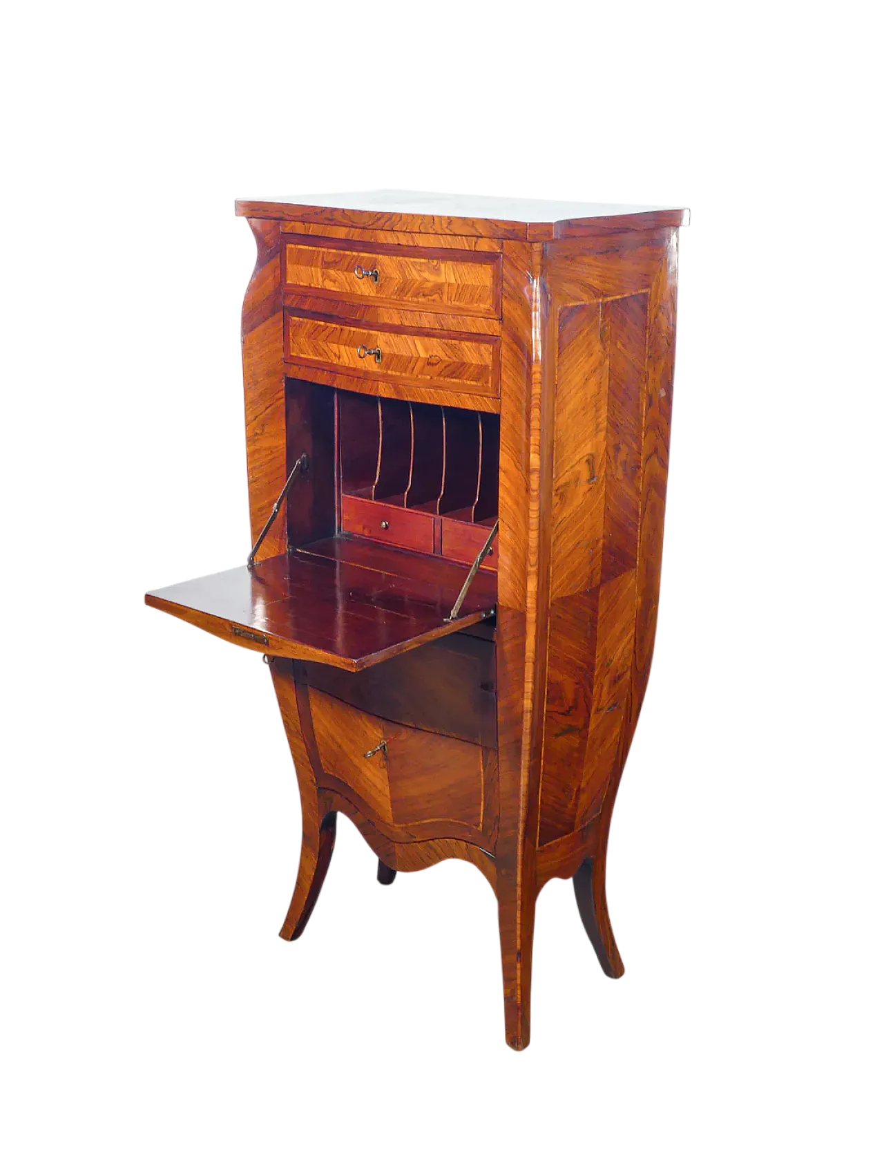 Secretaire, scrittoio Napoleone III con piano a ribalta, fine '800 12