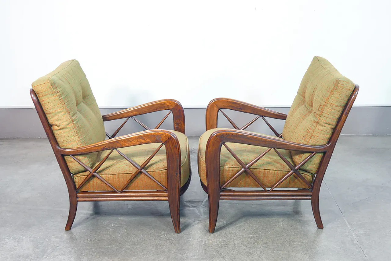 Pair of solid wood armchairs by Paolo Buffa, 1940s 4