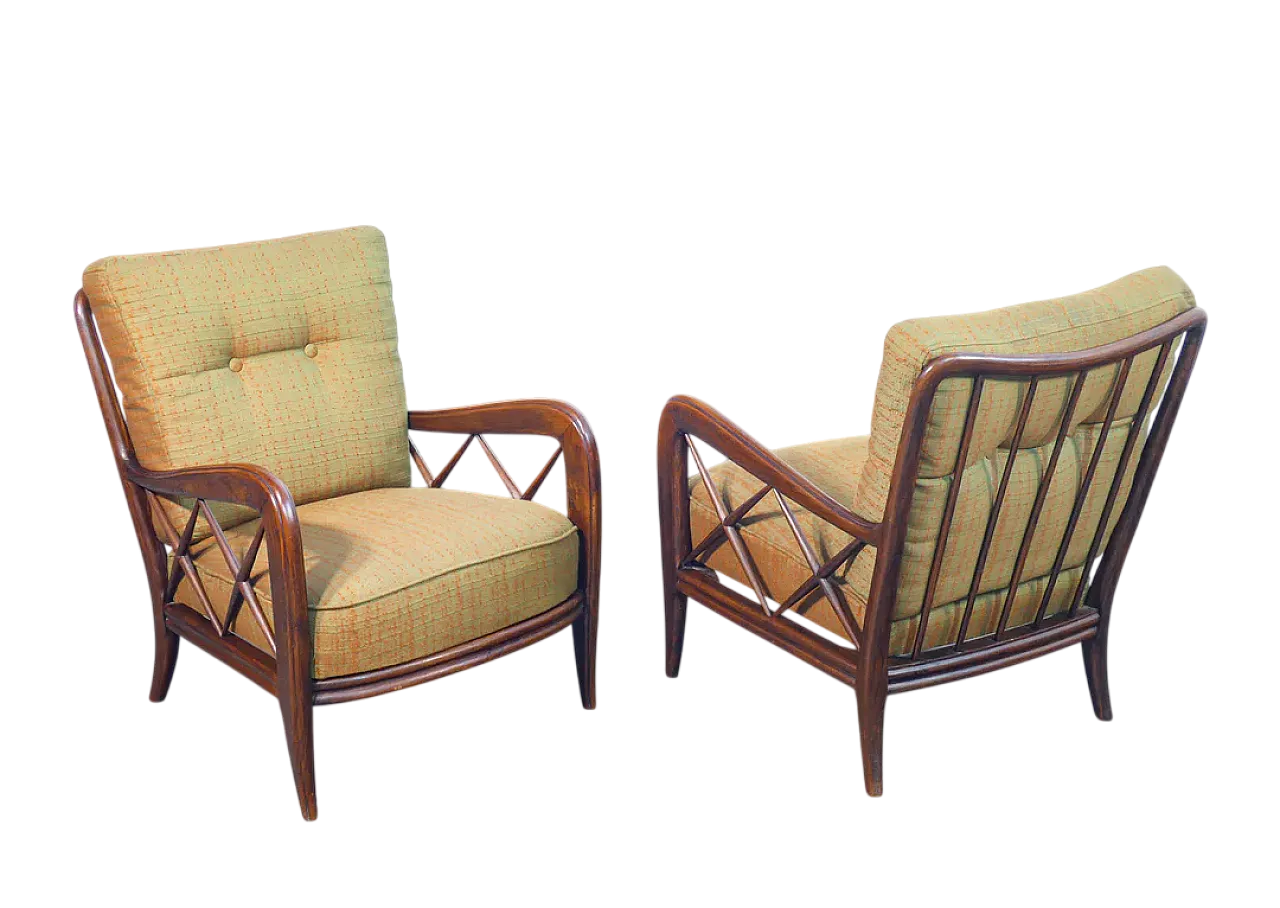 Pair of solid wood armchairs by Paolo Buffa, 1940s 11