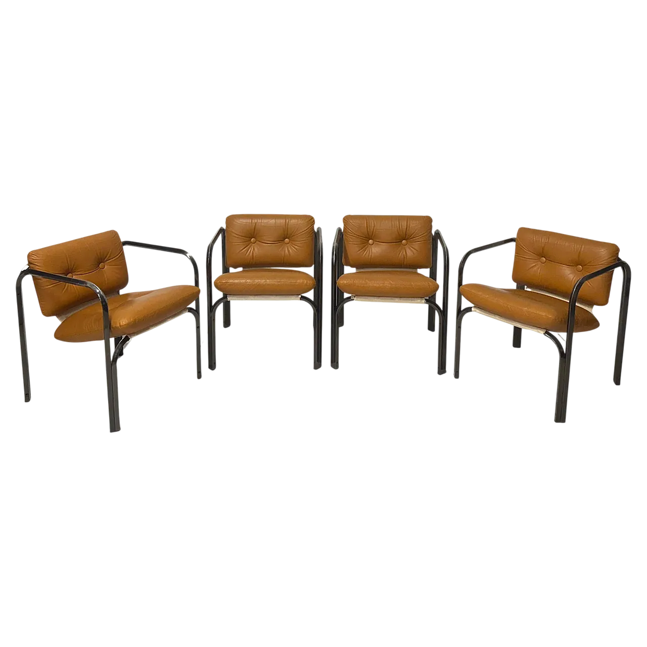 4 Leather armchairs, 1970s 15