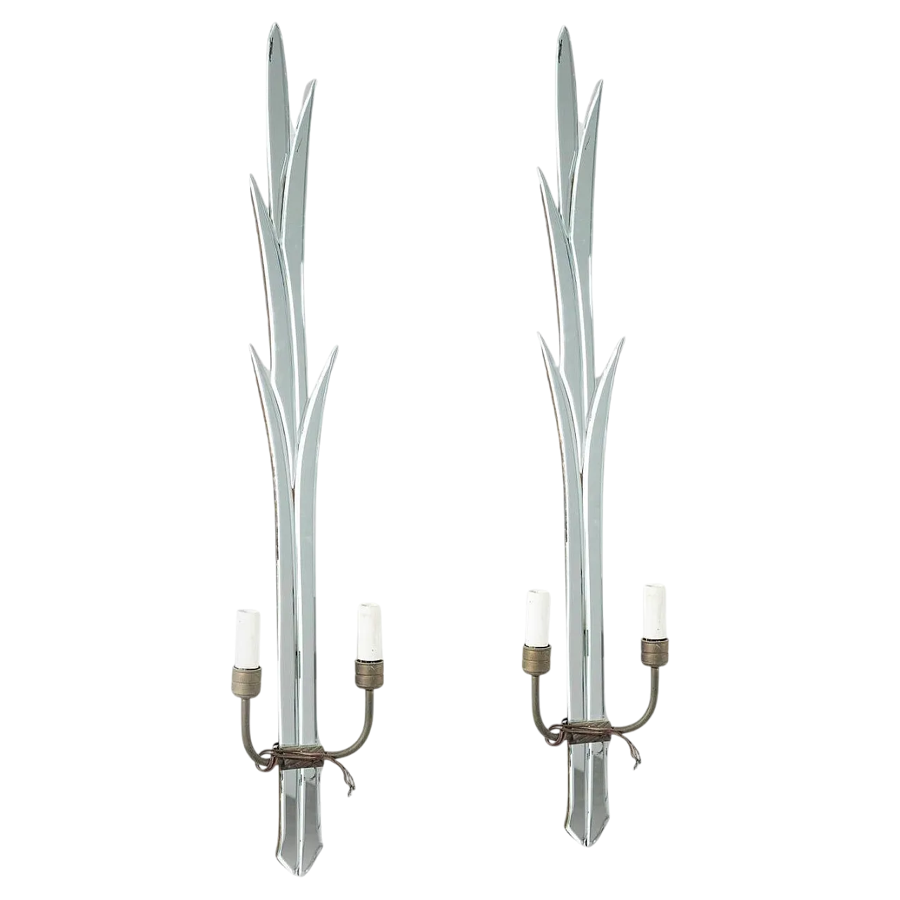 Coppia di appliques in ferro e legno, anni '40 6