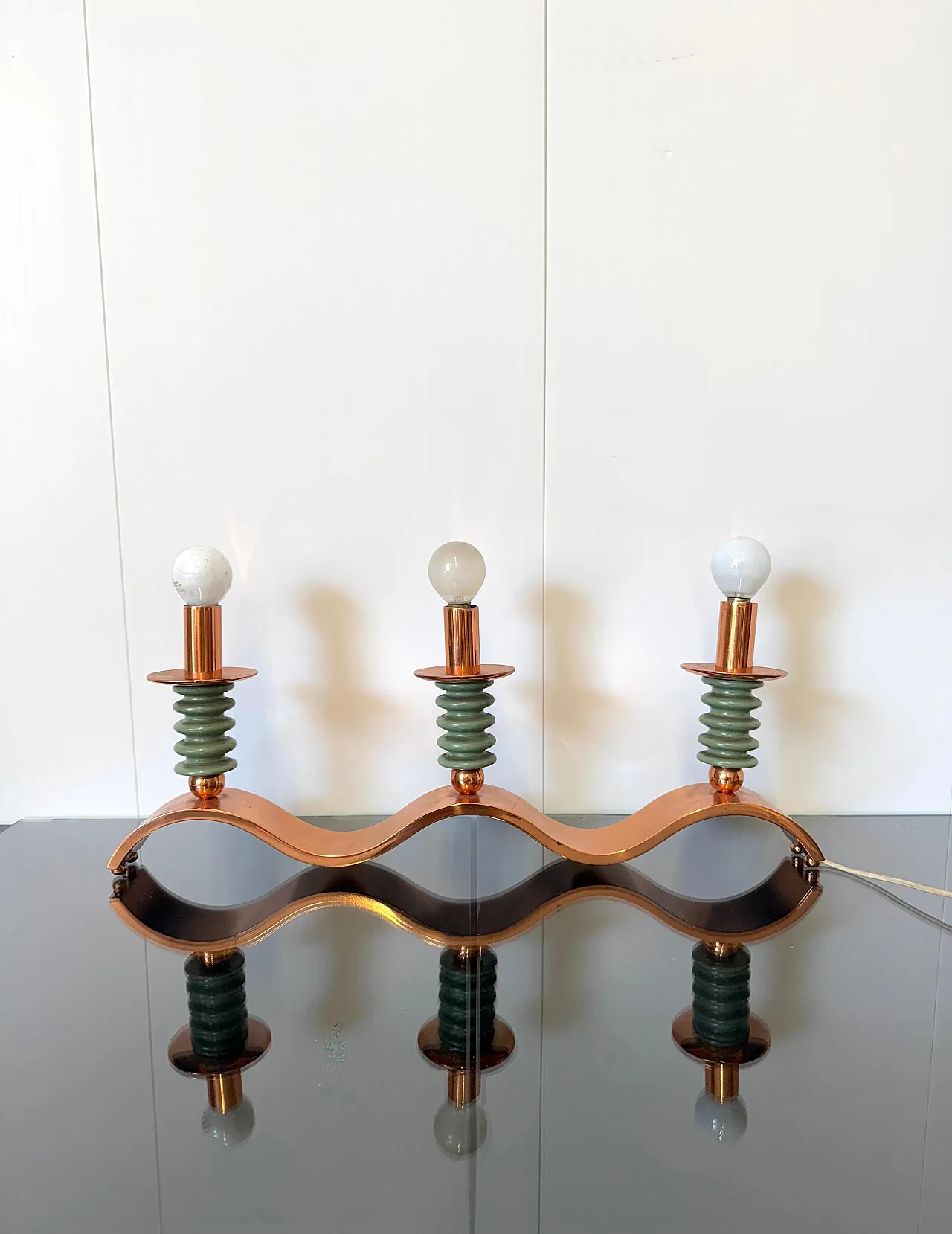 Three-light table lamp, 1940s 2