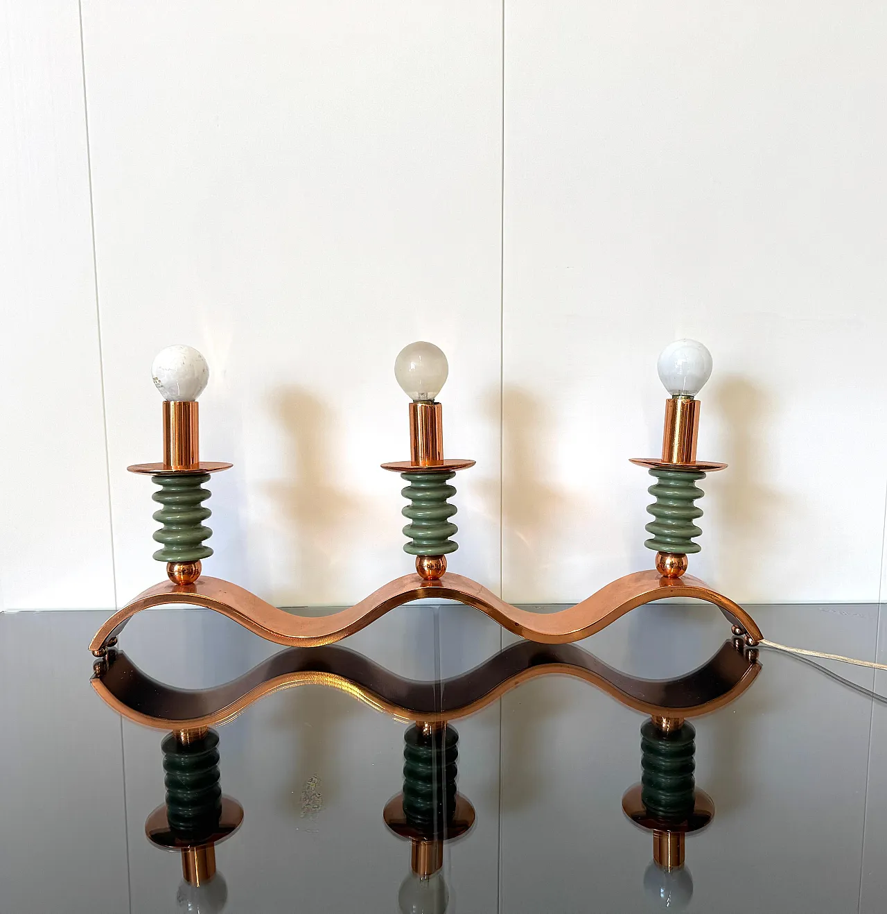 Three-light table lamp, 1940s 3