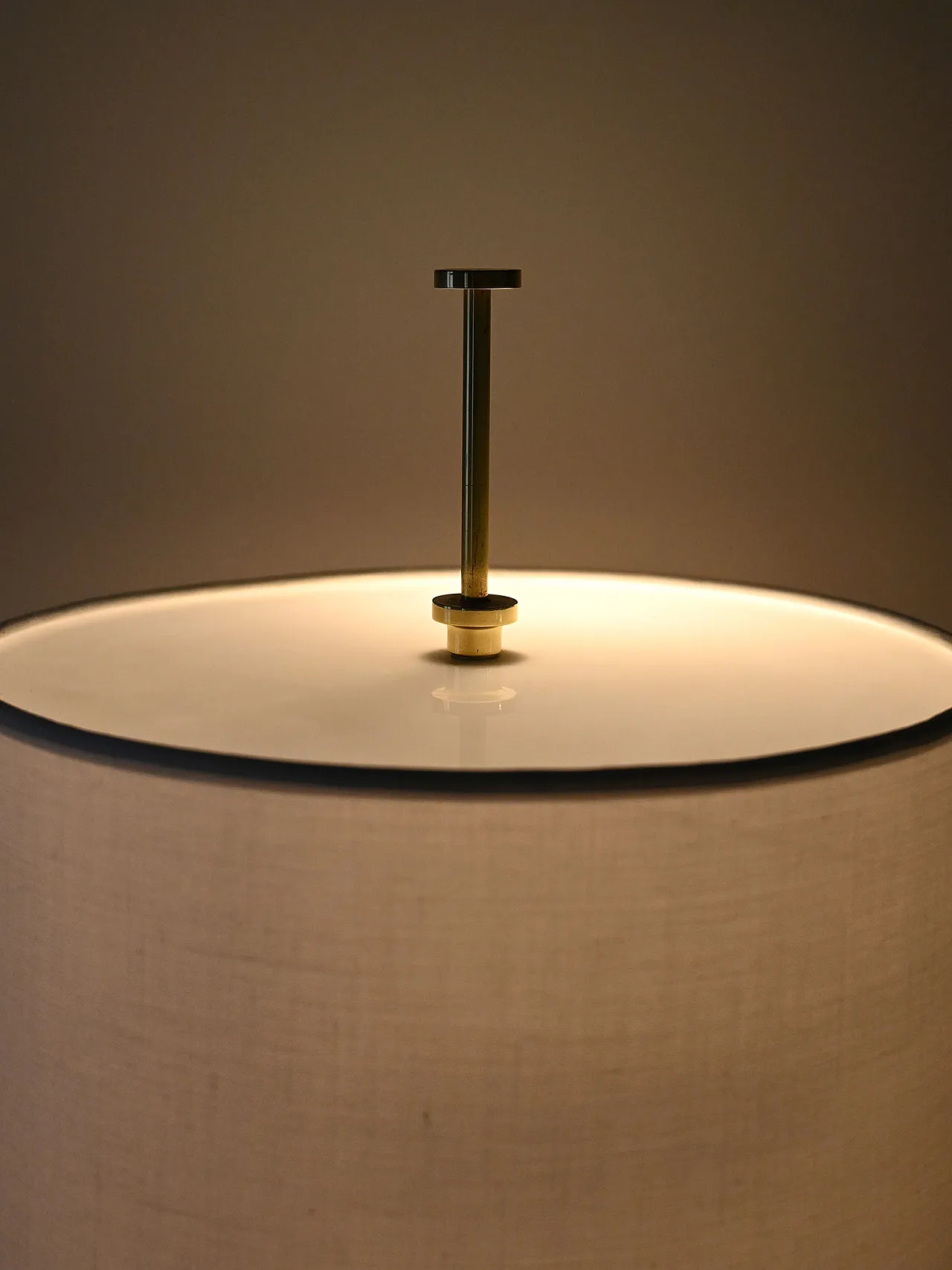 Scandinavian floor lamp in brass and fabric, 70s 5