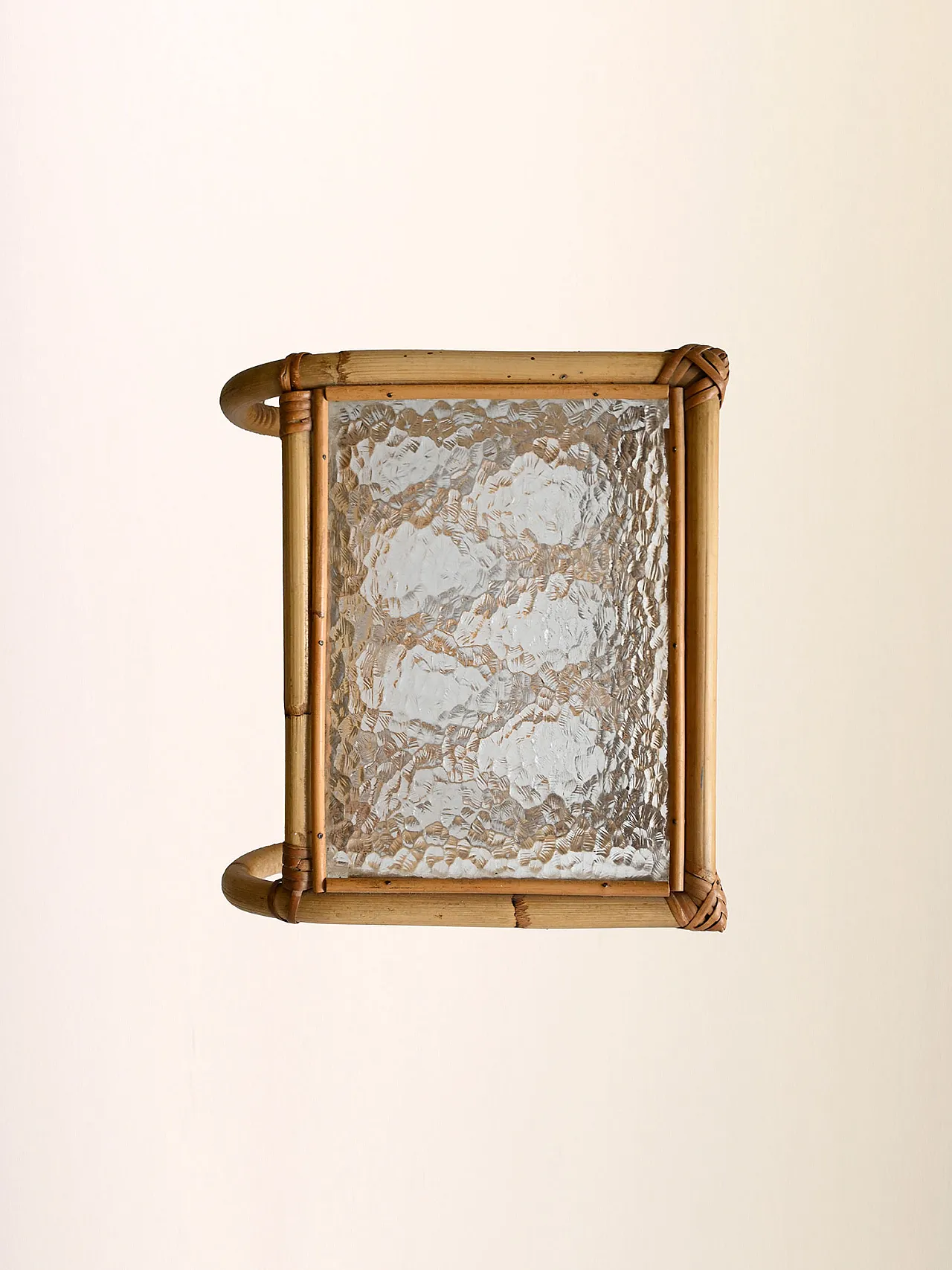 Scandinavian wall bedside table in bamboo and glass, 60s 5