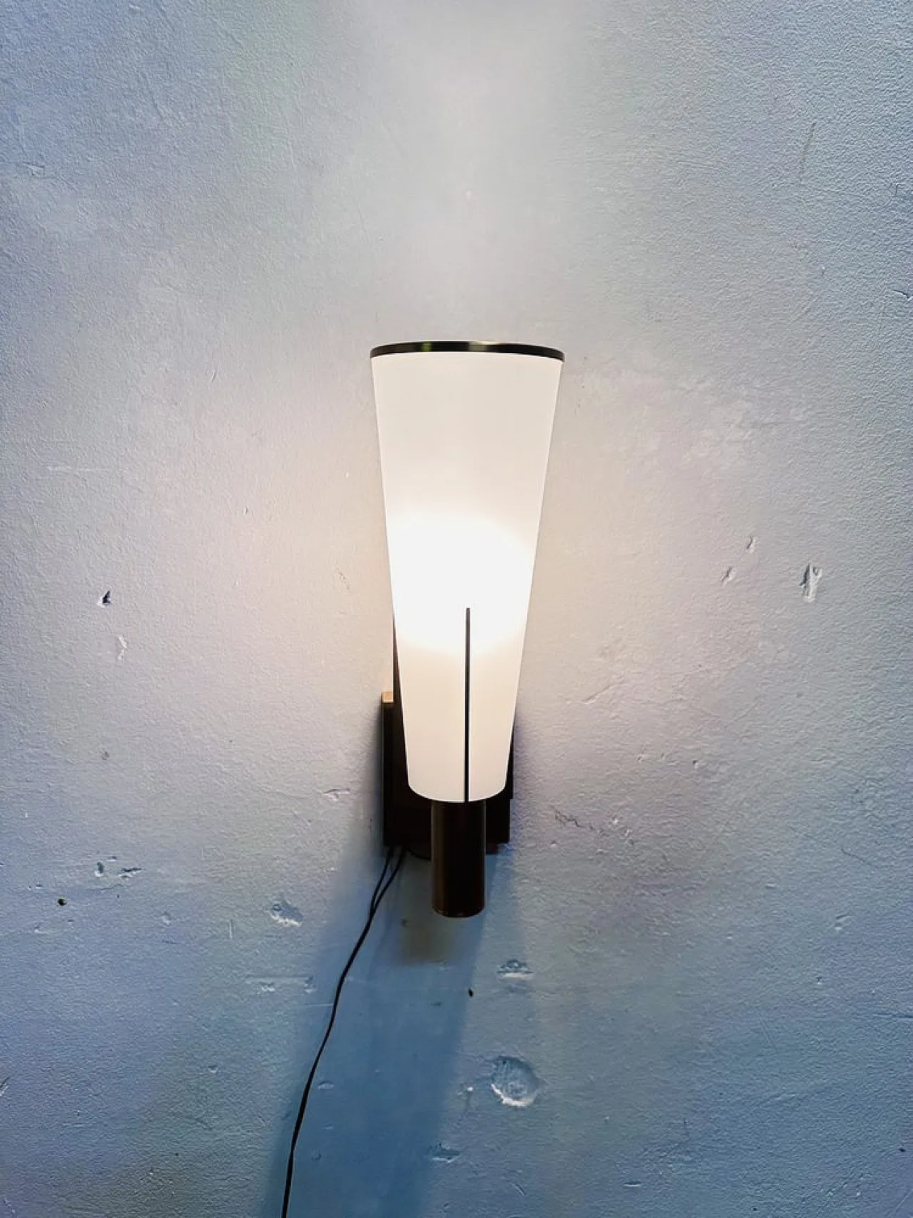 Wall Light in Brass and Opaline, 1950s 5