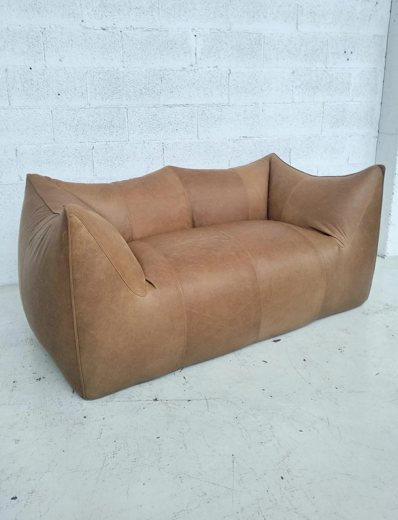 Le Bambole natural leather sofa by Mario Bellini for B&B Italia 1970s 15