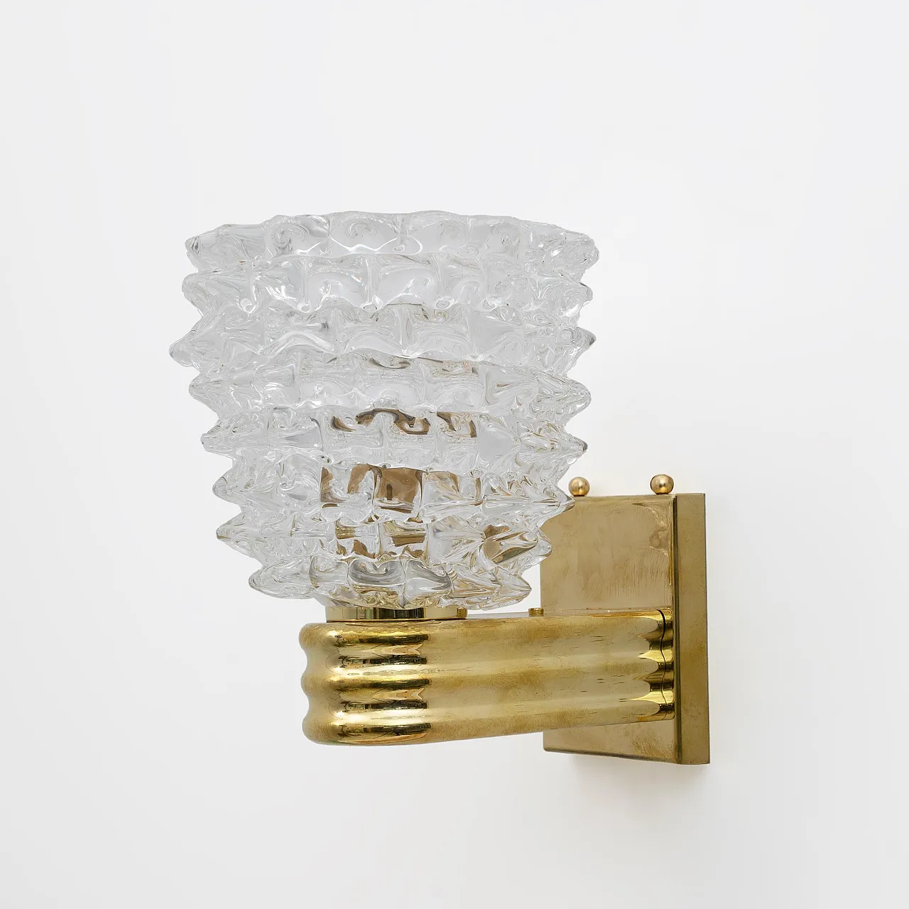 Pair of brass and glass wall sconces by Barovier and Toso, 2000s 2