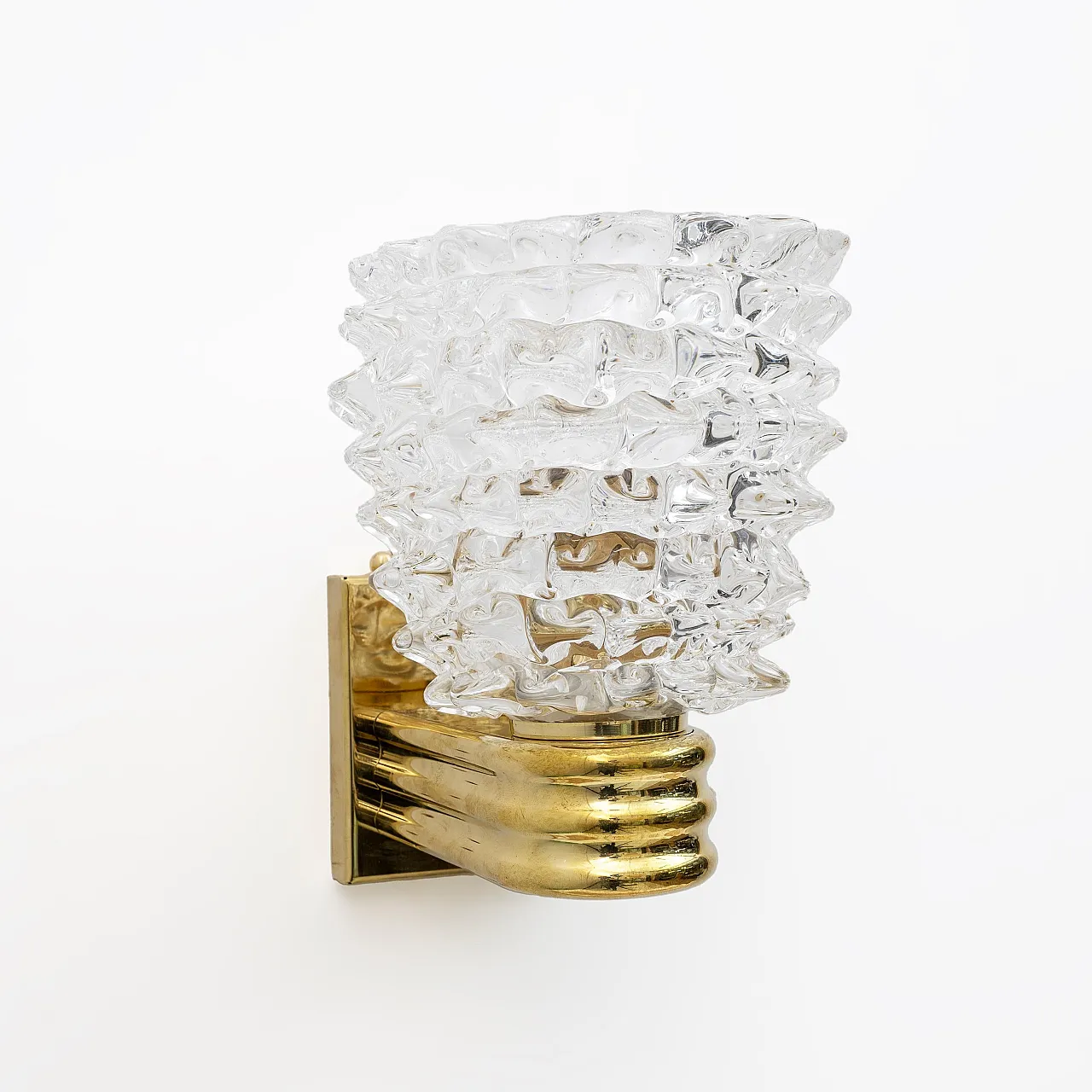 Pair of brass and glass wall sconces by Barovier and Toso, 2000s 4