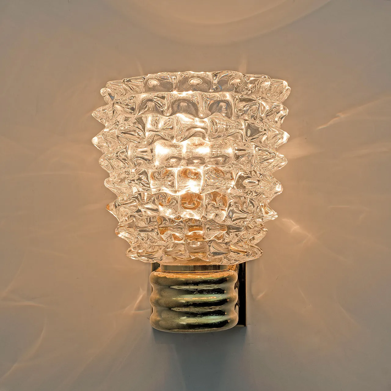 Pair of brass and glass wall sconces by Barovier and Toso, 2000s 6