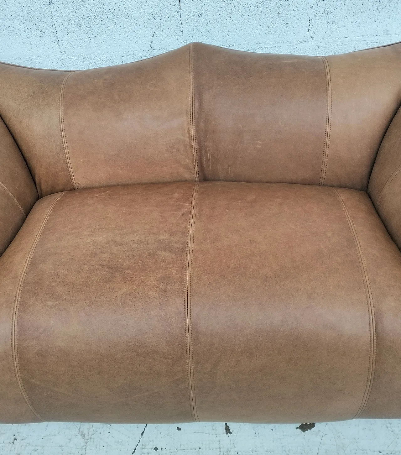 Le Bambole natural leather sofa by Mario Bellini for B&B Italia 1970s 18