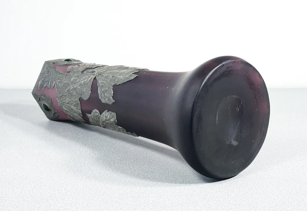 Blown glass and metal vase, early 20th century 9