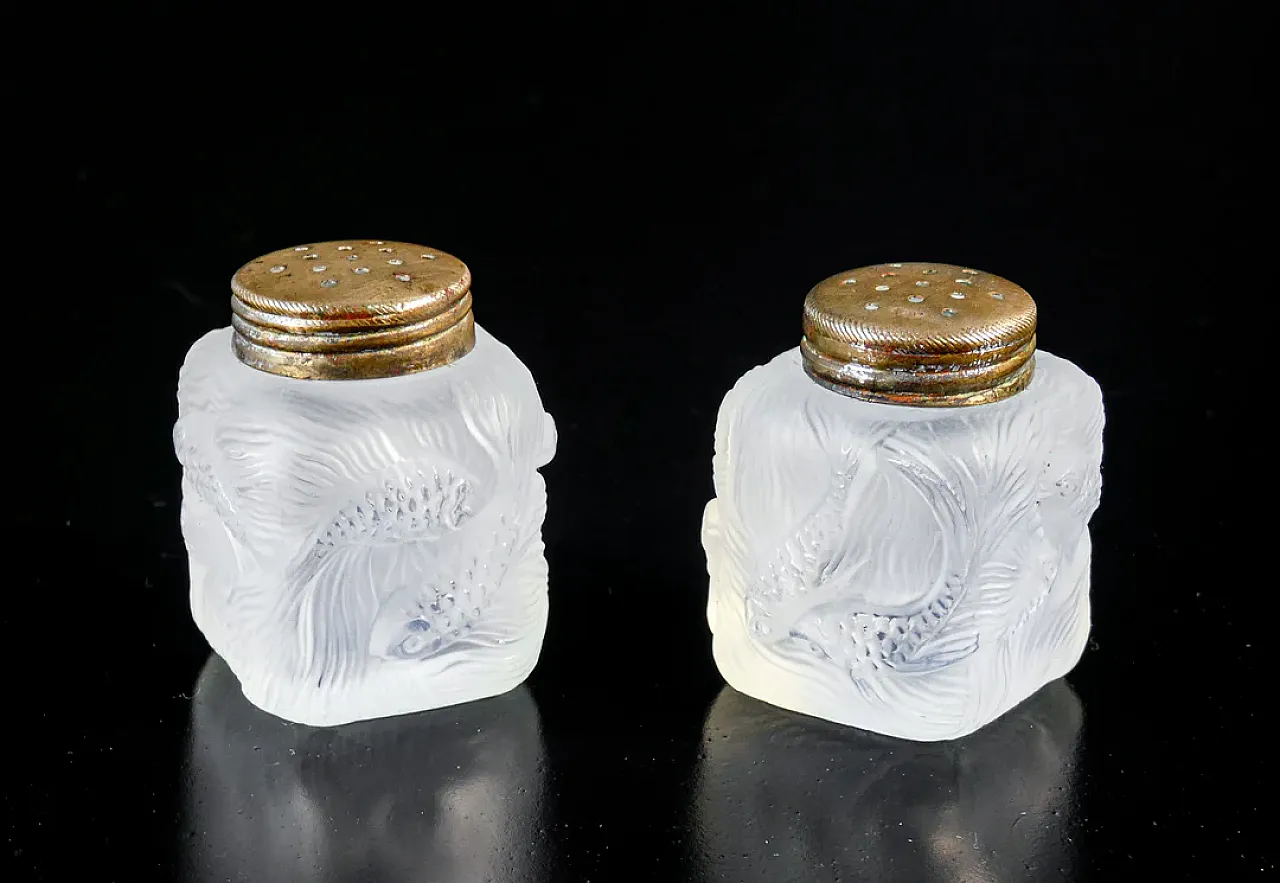 Saliera e pepiera in vetro, primo '900 2