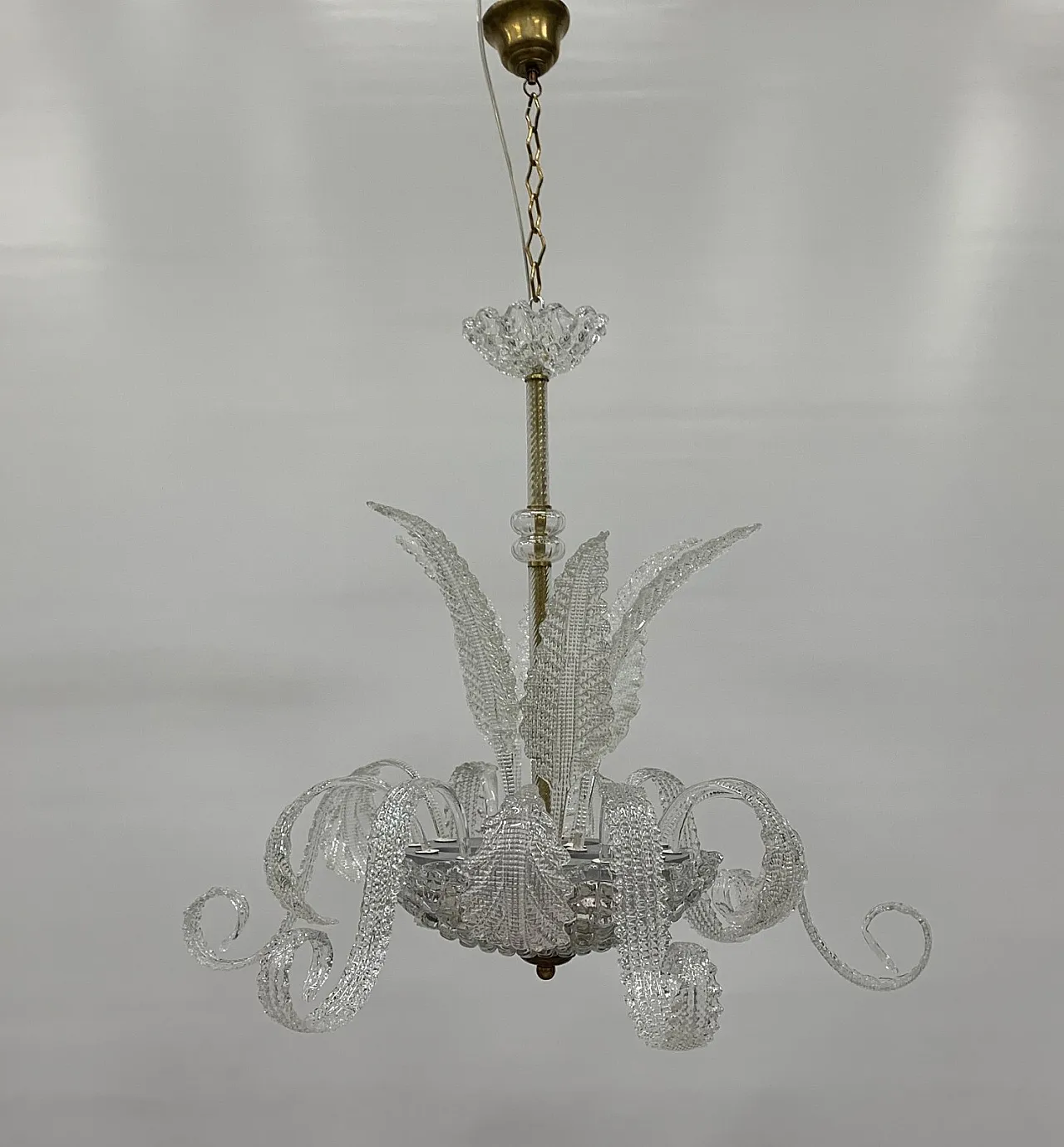 Lampadario Medusa in vetro di Murano attribuito a Seguso, anni '50 1