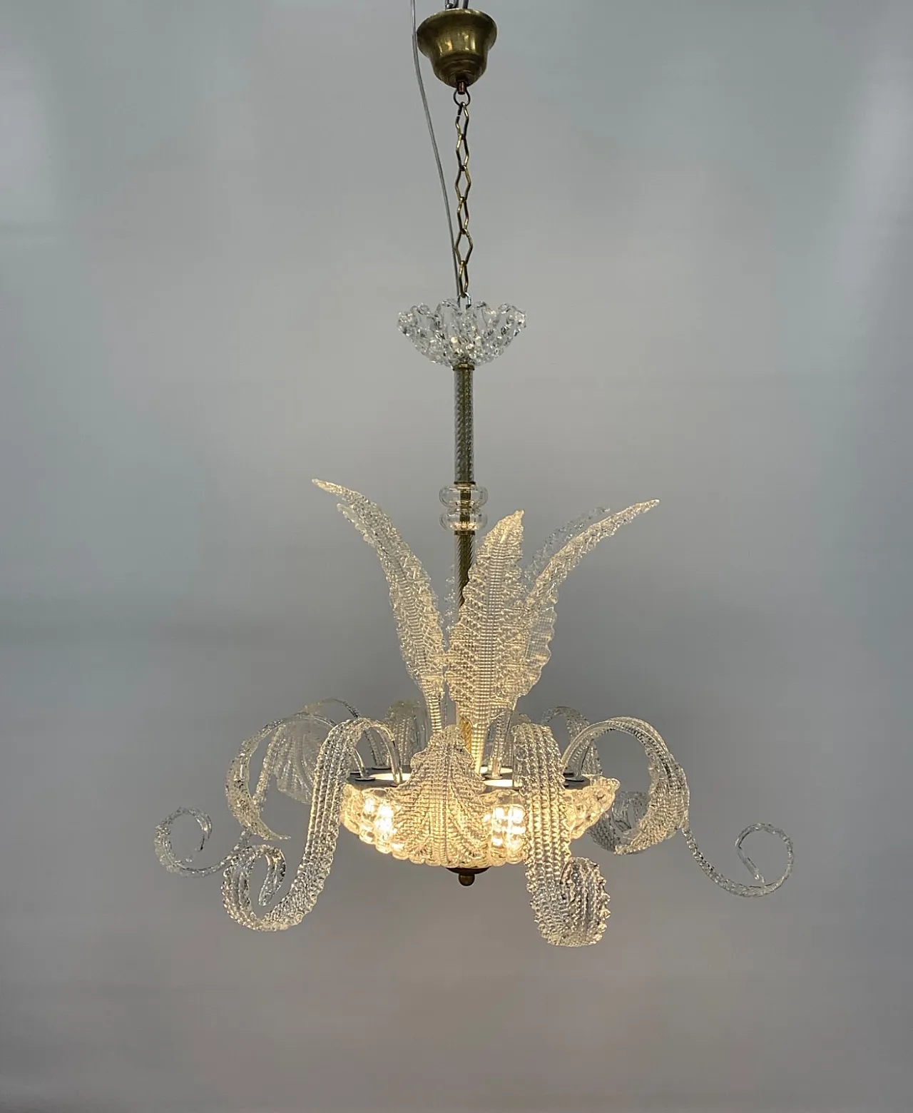 Lampadario Medusa in vetro di Murano attribuito a Seguso, anni '50 5