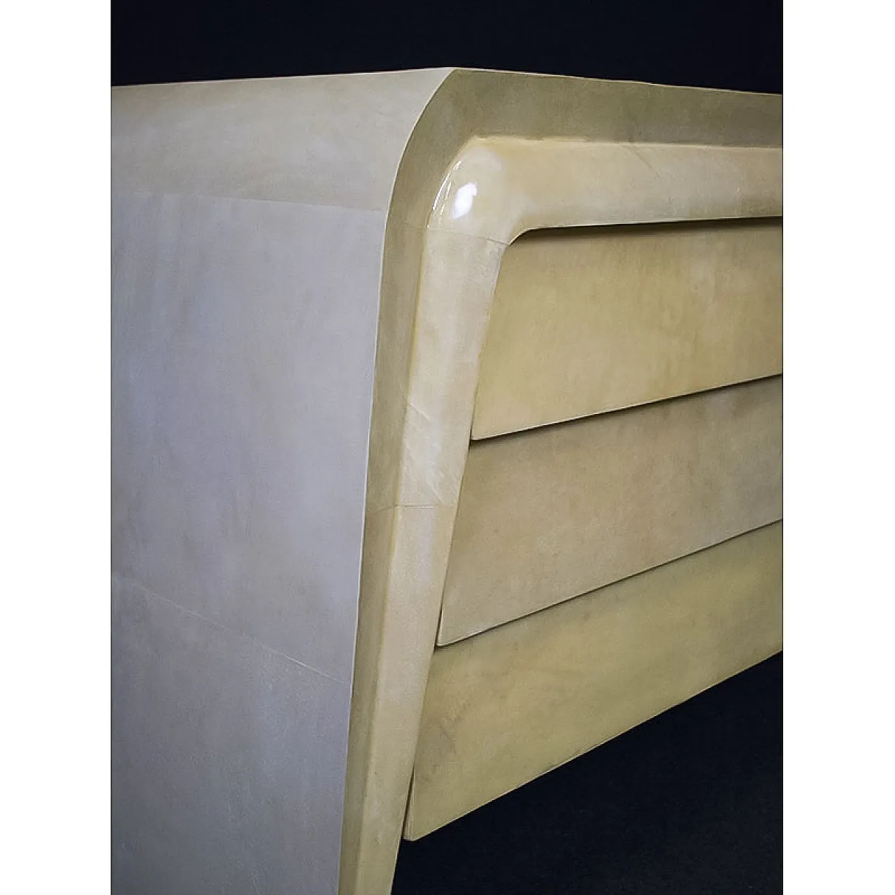 Cassettiera in pergamena naturale, 90s 6