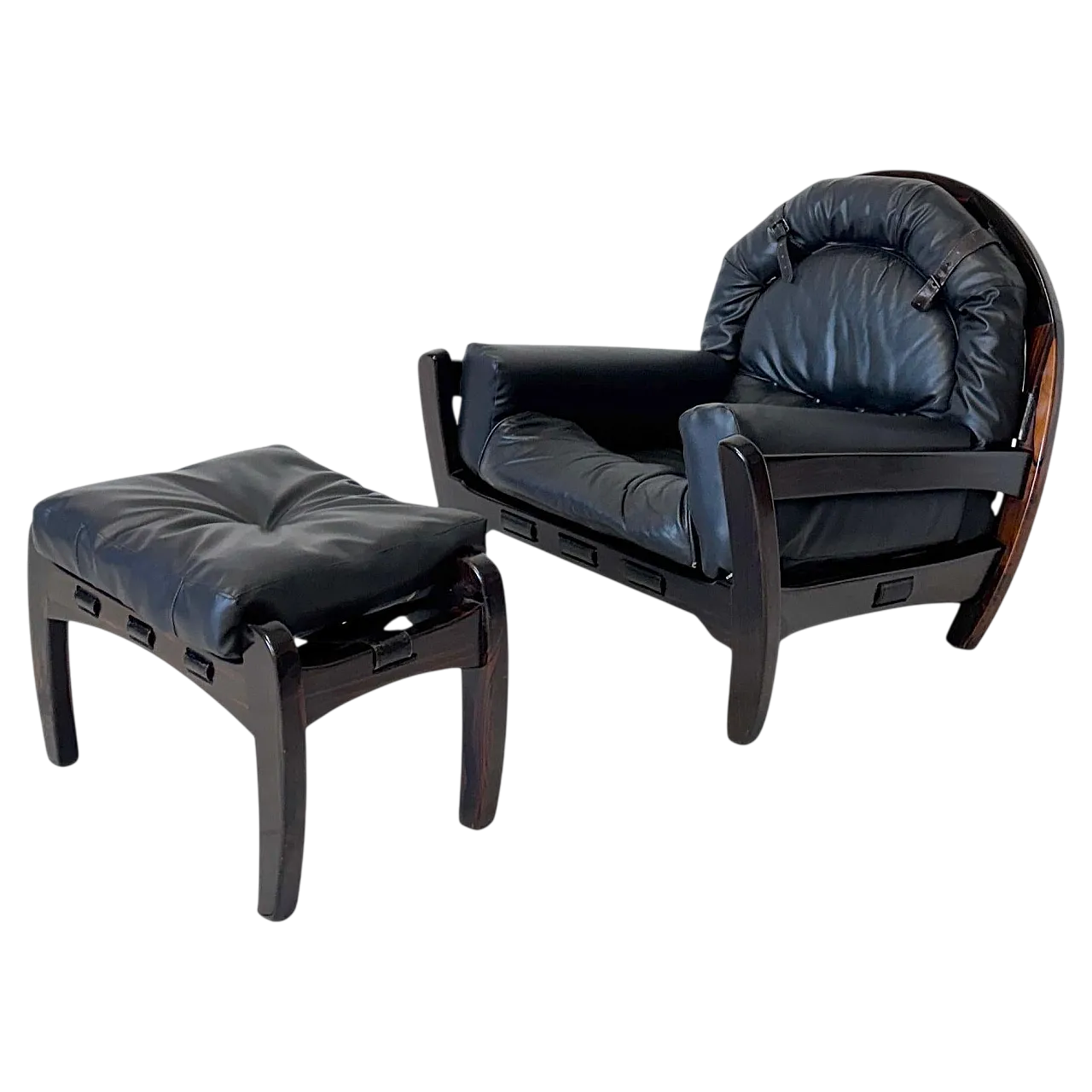 Poltrona e pouf Rancero di Luciano Frigerio, anni '70 15