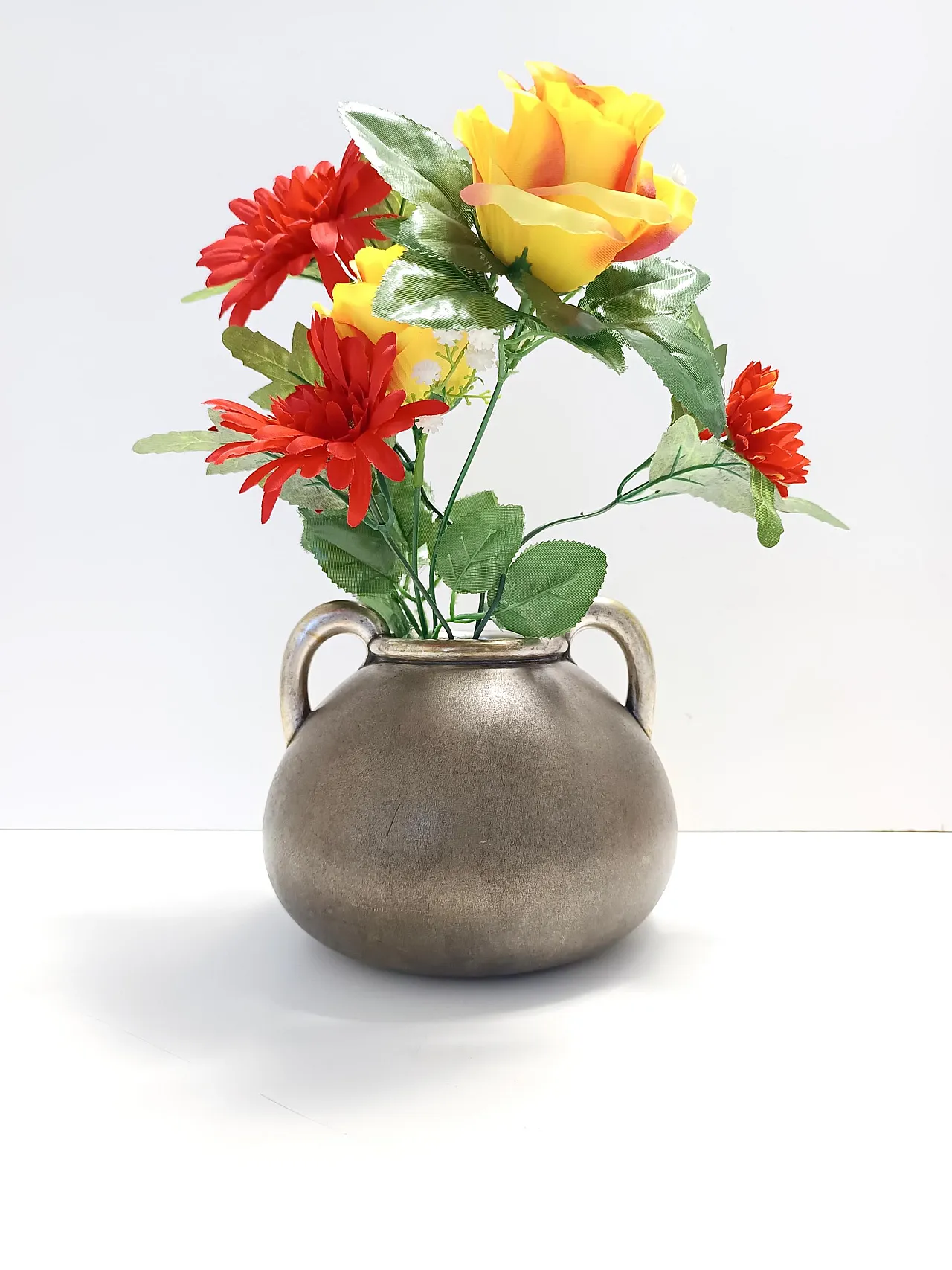 High-Quality Art Deco Burnished Silvered Brass Vase, 40s 2