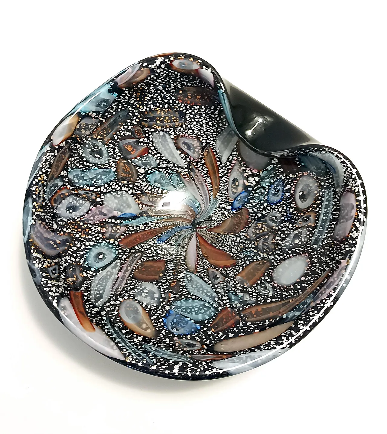 Black Murano Glass "Tutti Frutti" Ashtray, 70s 2