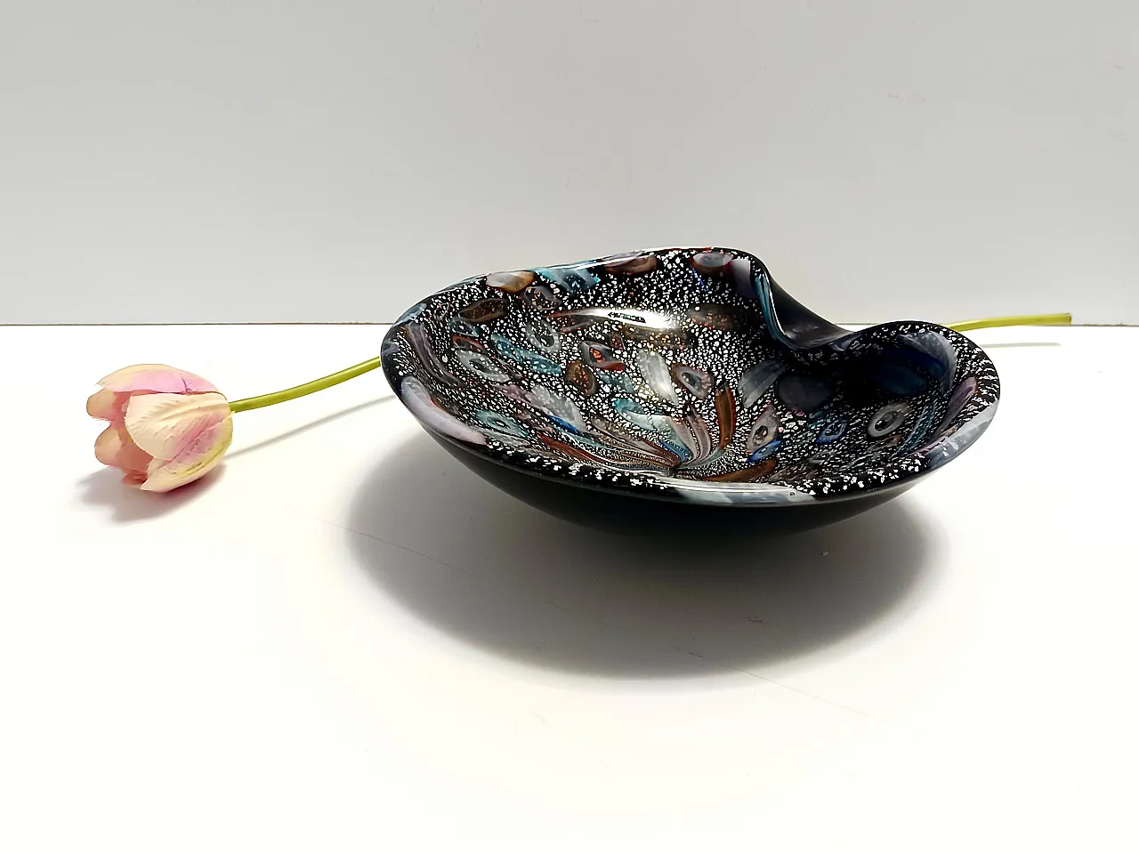 Black Murano Glass "Tutti Frutti" Ashtray, 70s 3