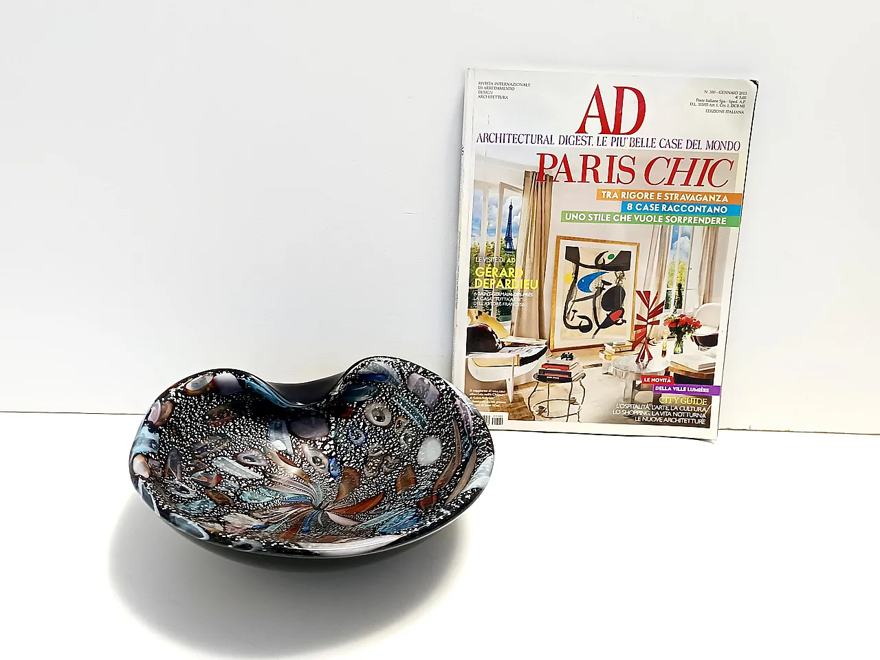 Black Murano Glass "Tutti Frutti" Ashtray, 70s 4