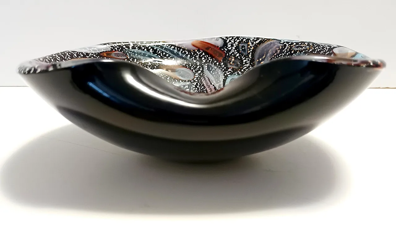 Black Murano Glass "Tutti Frutti" Ashtray, 70s 5