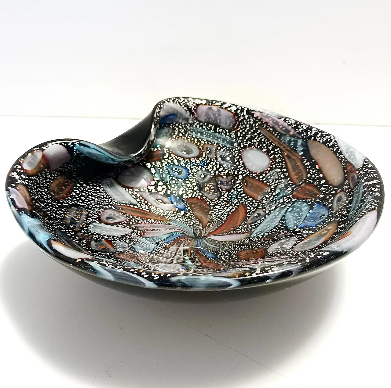 Black Murano Glass "Tutti Frutti" Ashtray, 70s 7