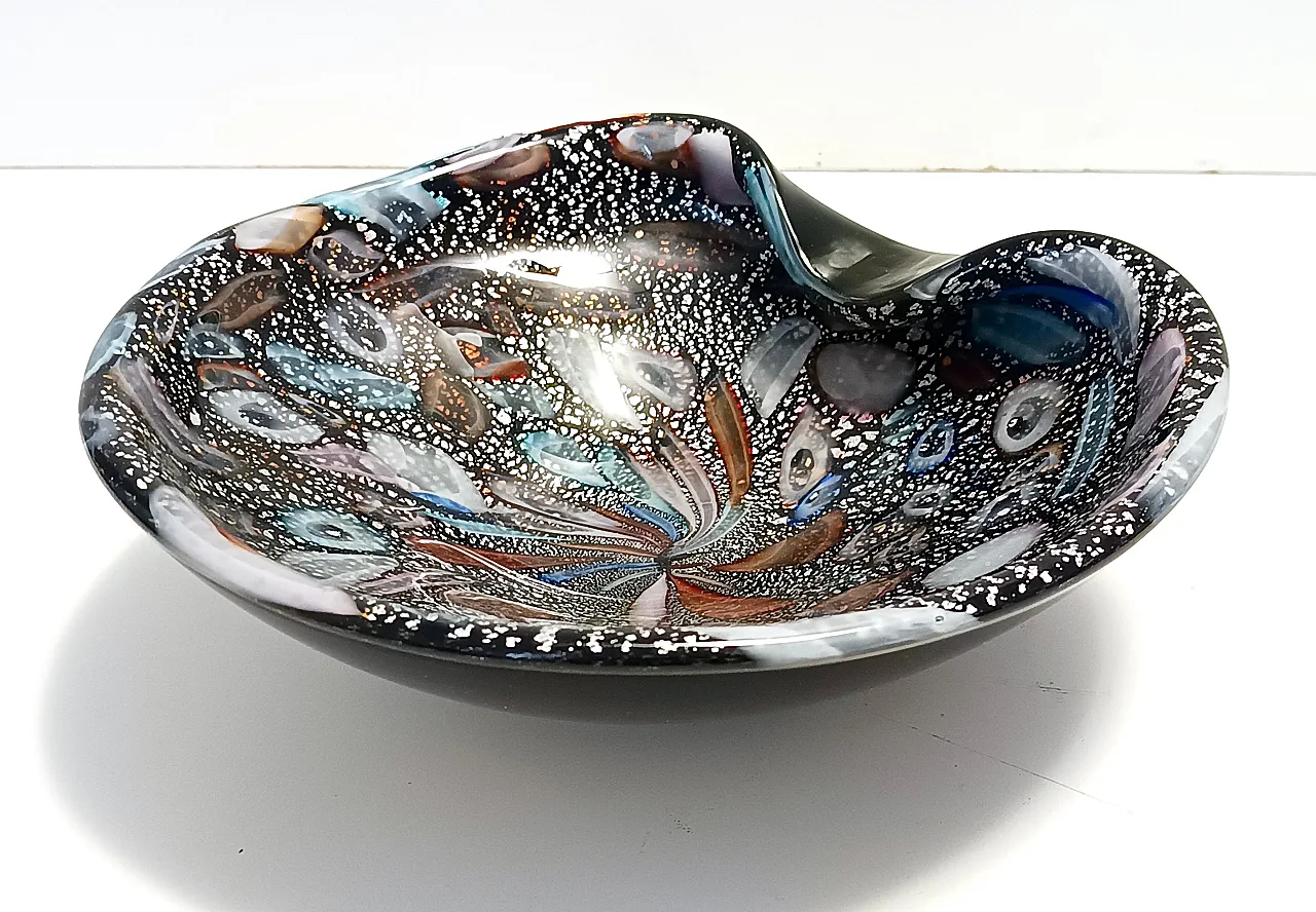 Black Murano Glass "Tutti Frutti" Ashtray, 70s 8